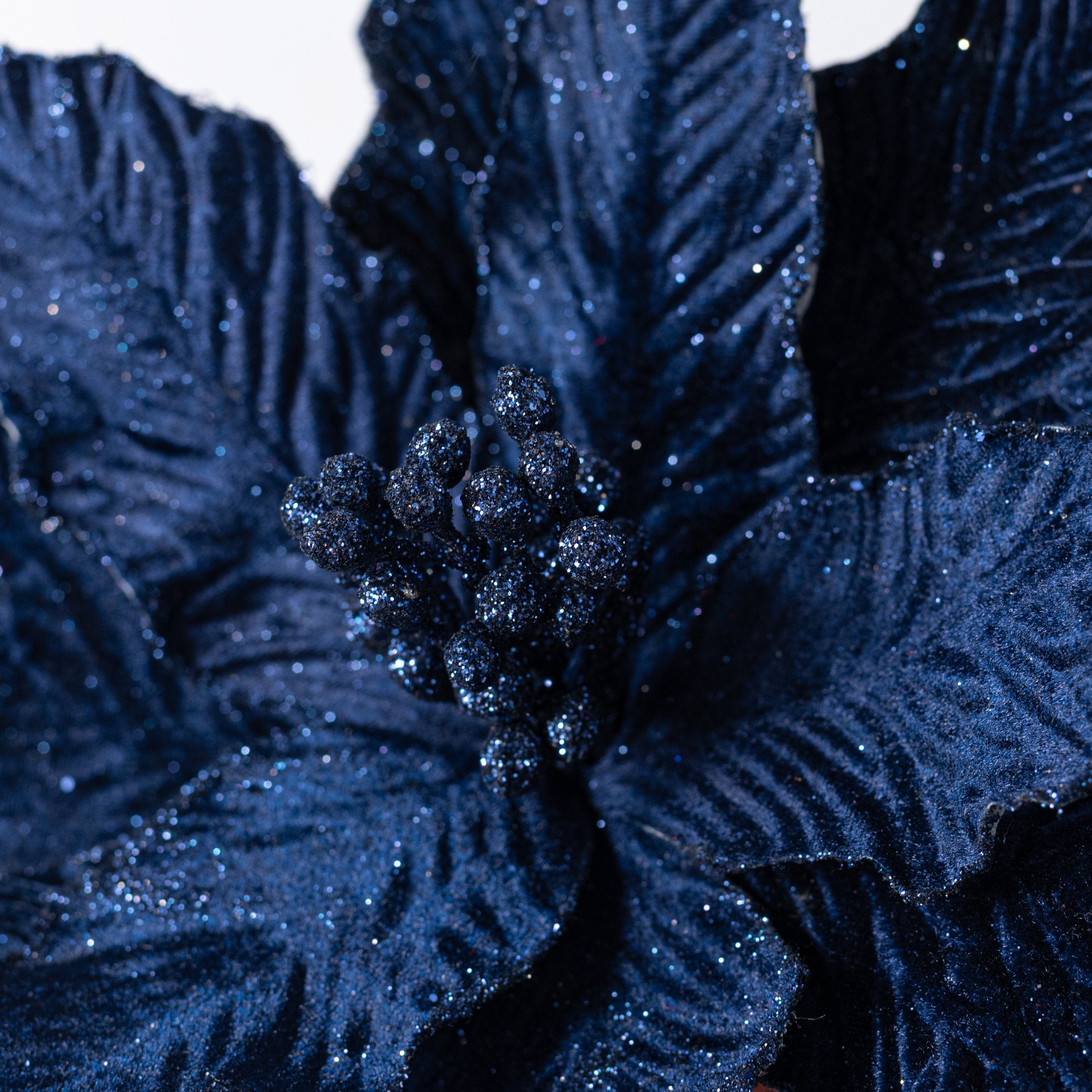 14" x 16" Velvet Poinsettia Stem: Midnight Blue Lifestyle Photo