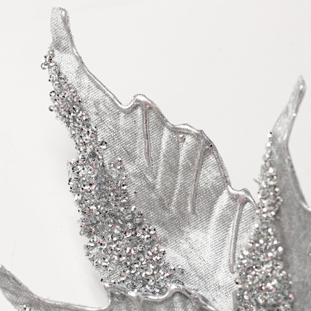 14" x 19" Glitter & Sequins Poinsettia Stem: Silver Lifestyle Photo