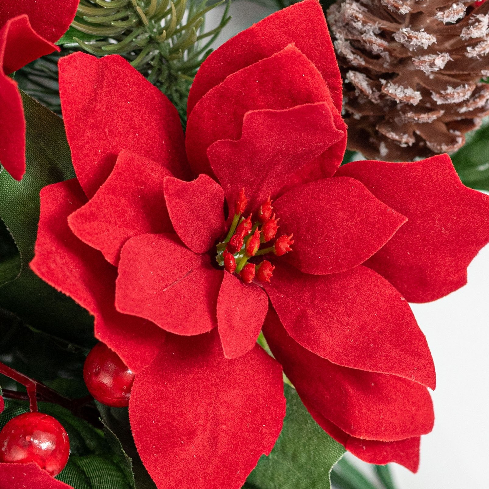 14" Artificial Poinsettia & Berry Bush: Red (8 Stem) Lifestyle Photo