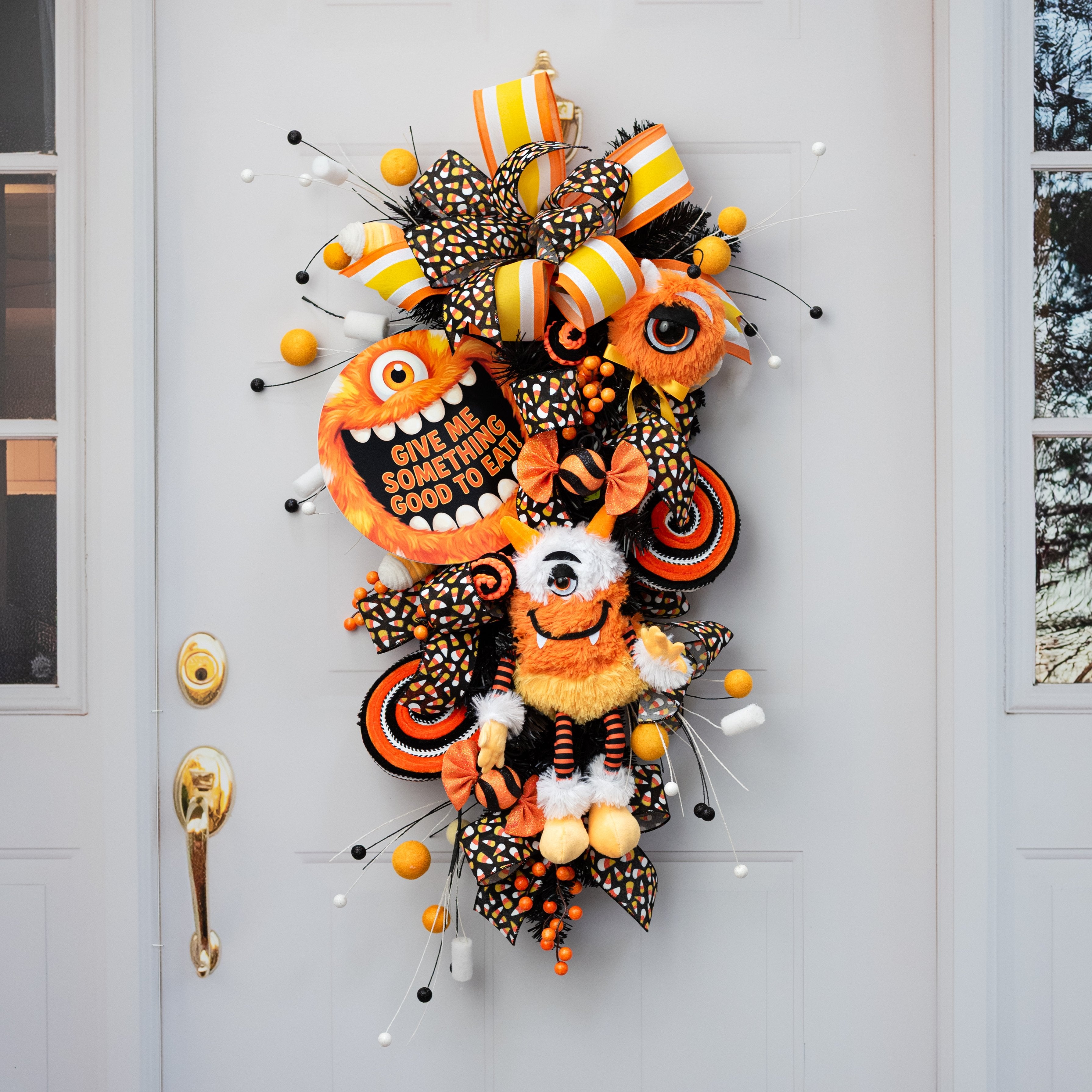 5" x 14" Furry Candy Corn Halloween Monster Pick detail photo 4