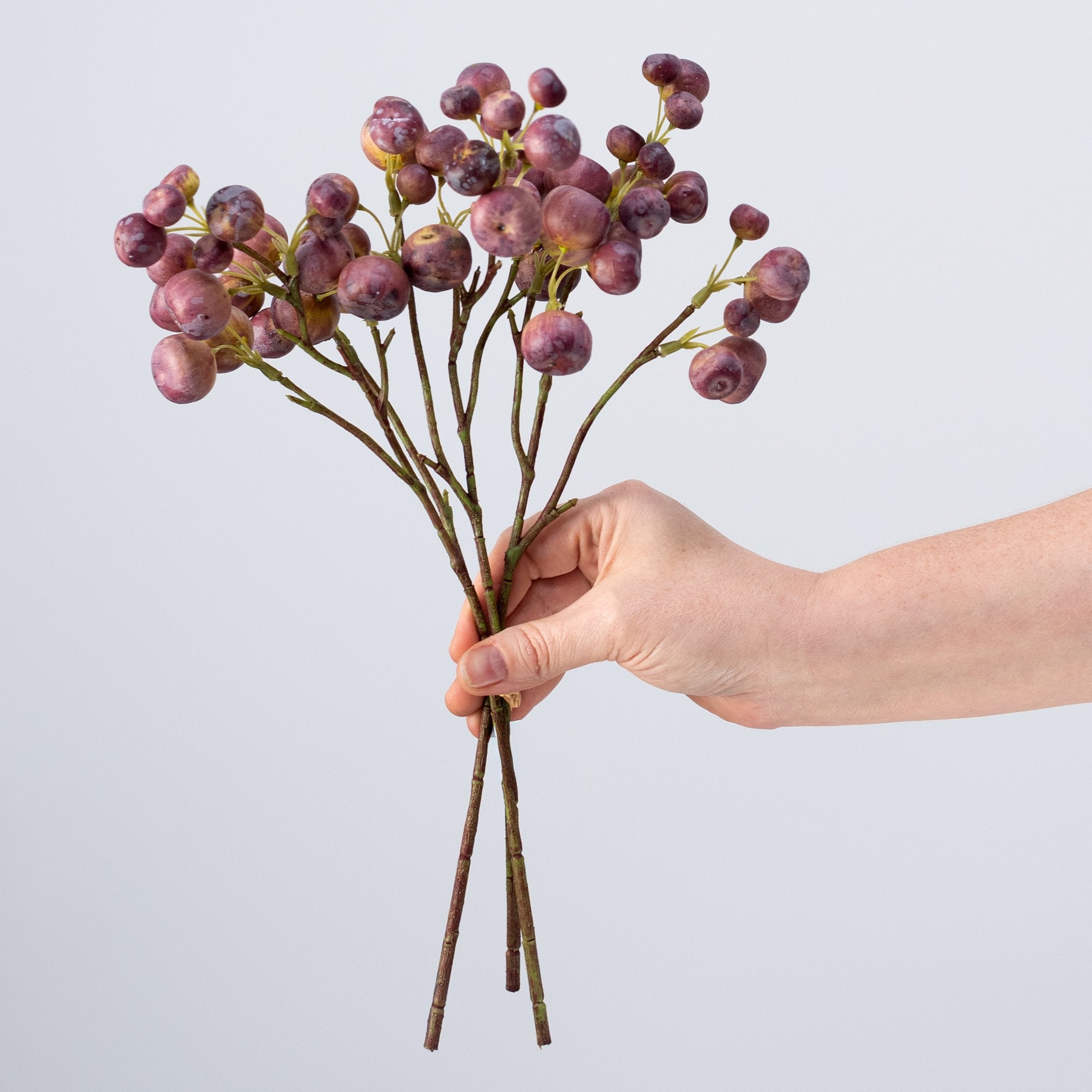 14" Oversized Berries Bundle: Purple & Green (3 Stem) detail photo 3