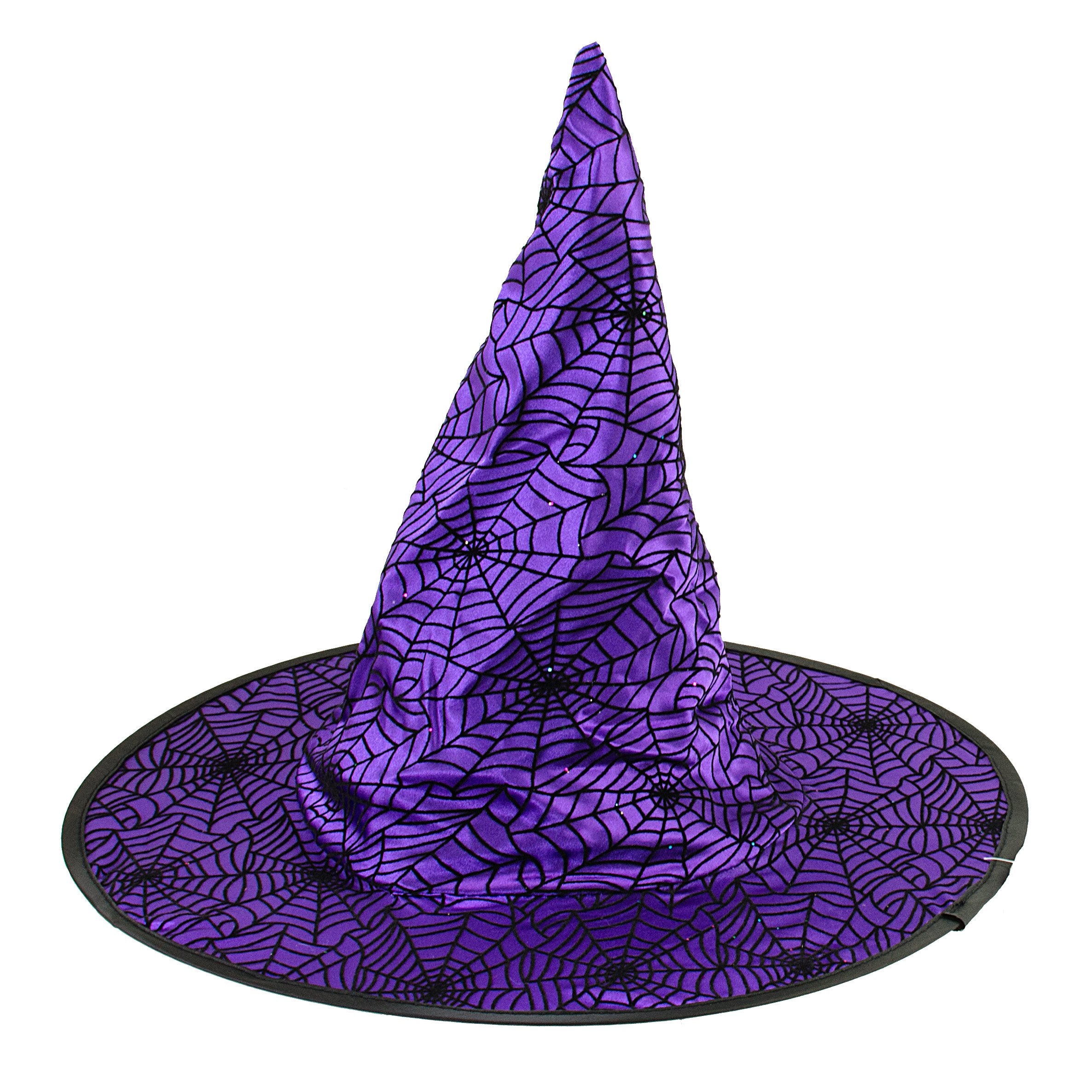14" Satin Spider Web Witch Hat: Purple & Black Item Number: HH728723