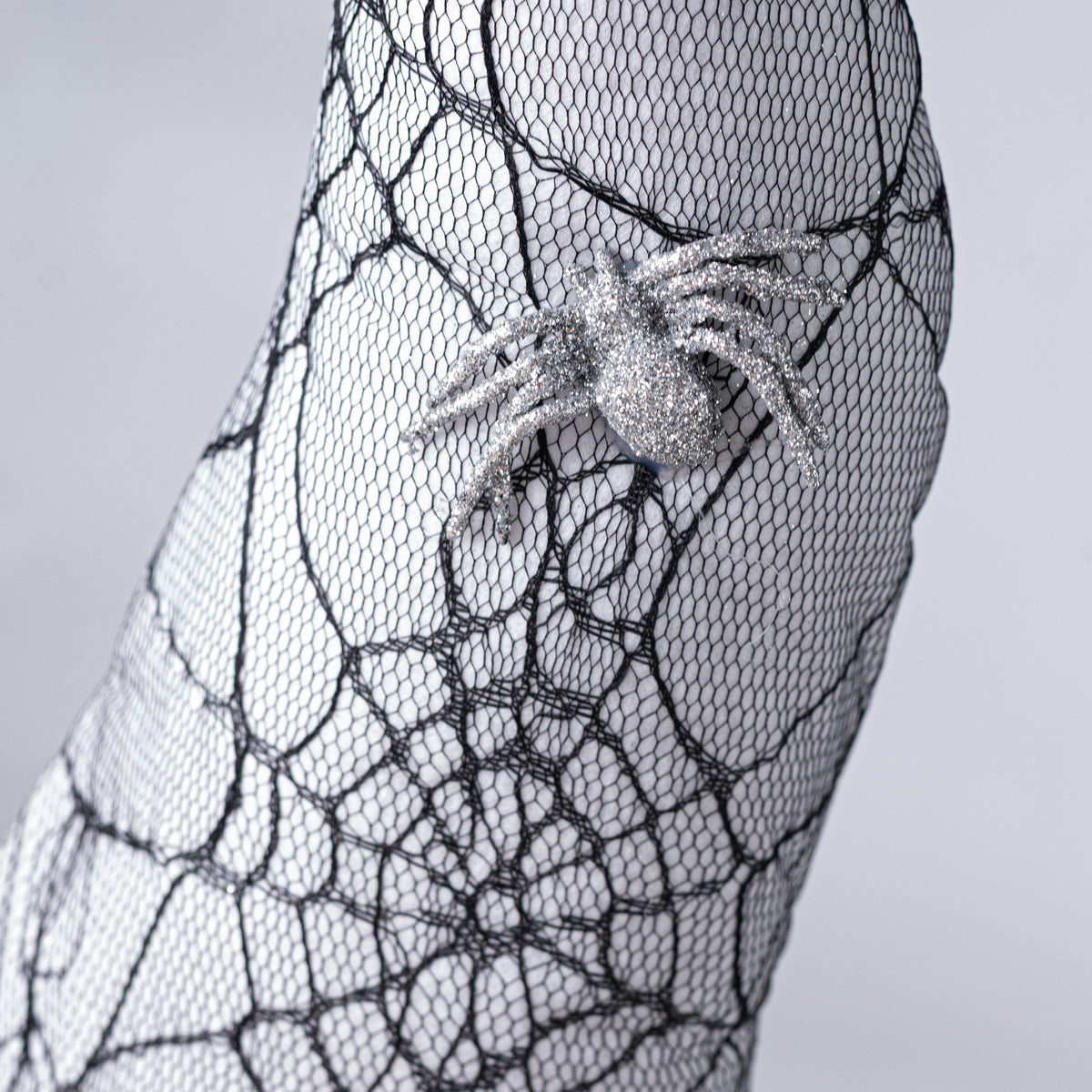 14" Spider Web Witch Hat Decor: White detail photo 3