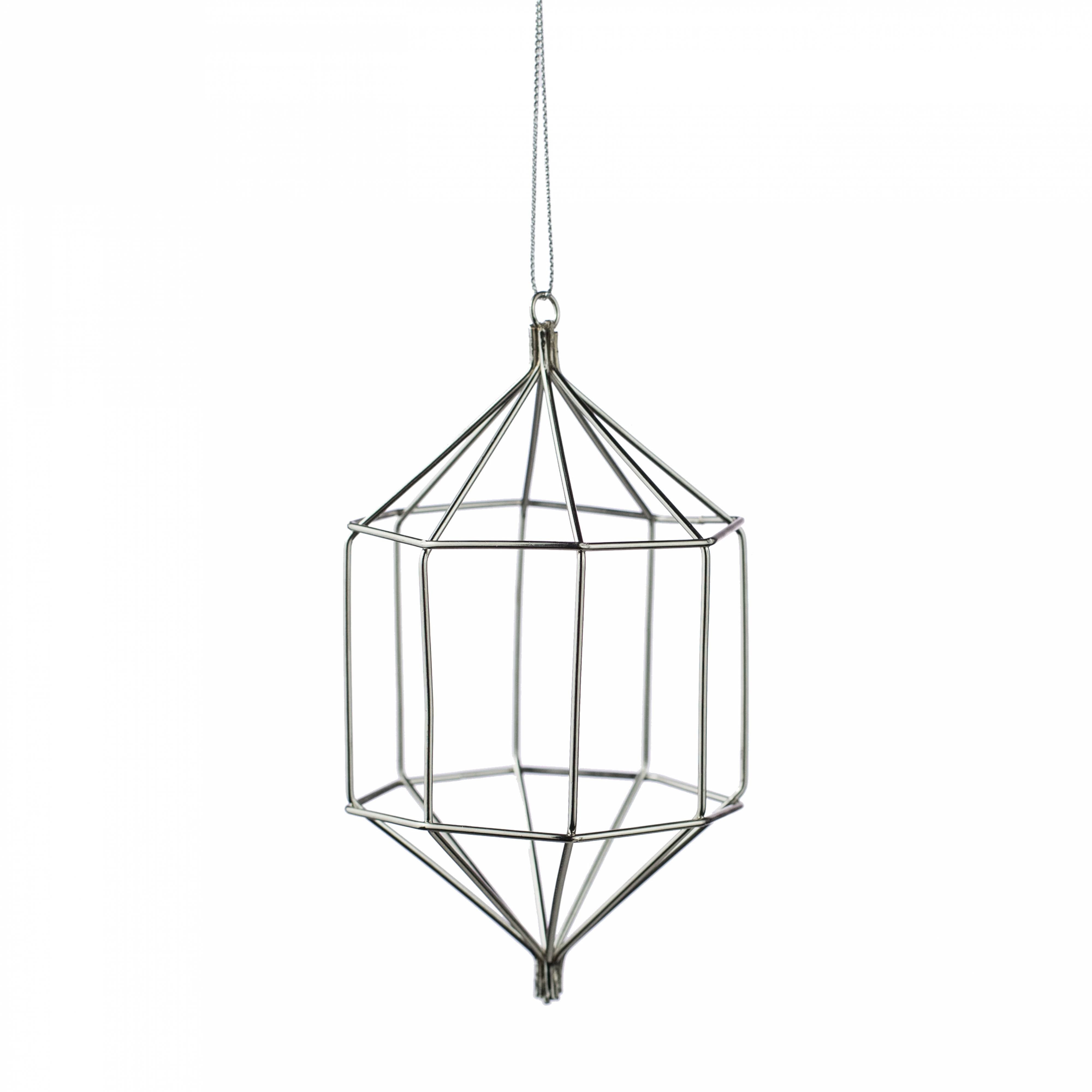 5" Silver Wire Ornament: Polyhedron