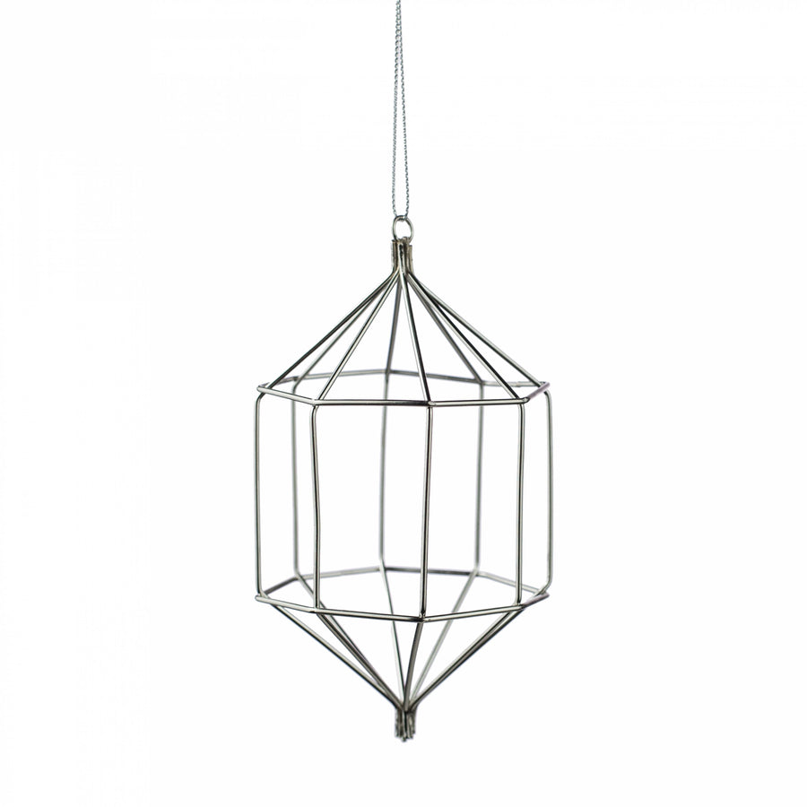 5" Silver Wire Ornament: Polyhedron