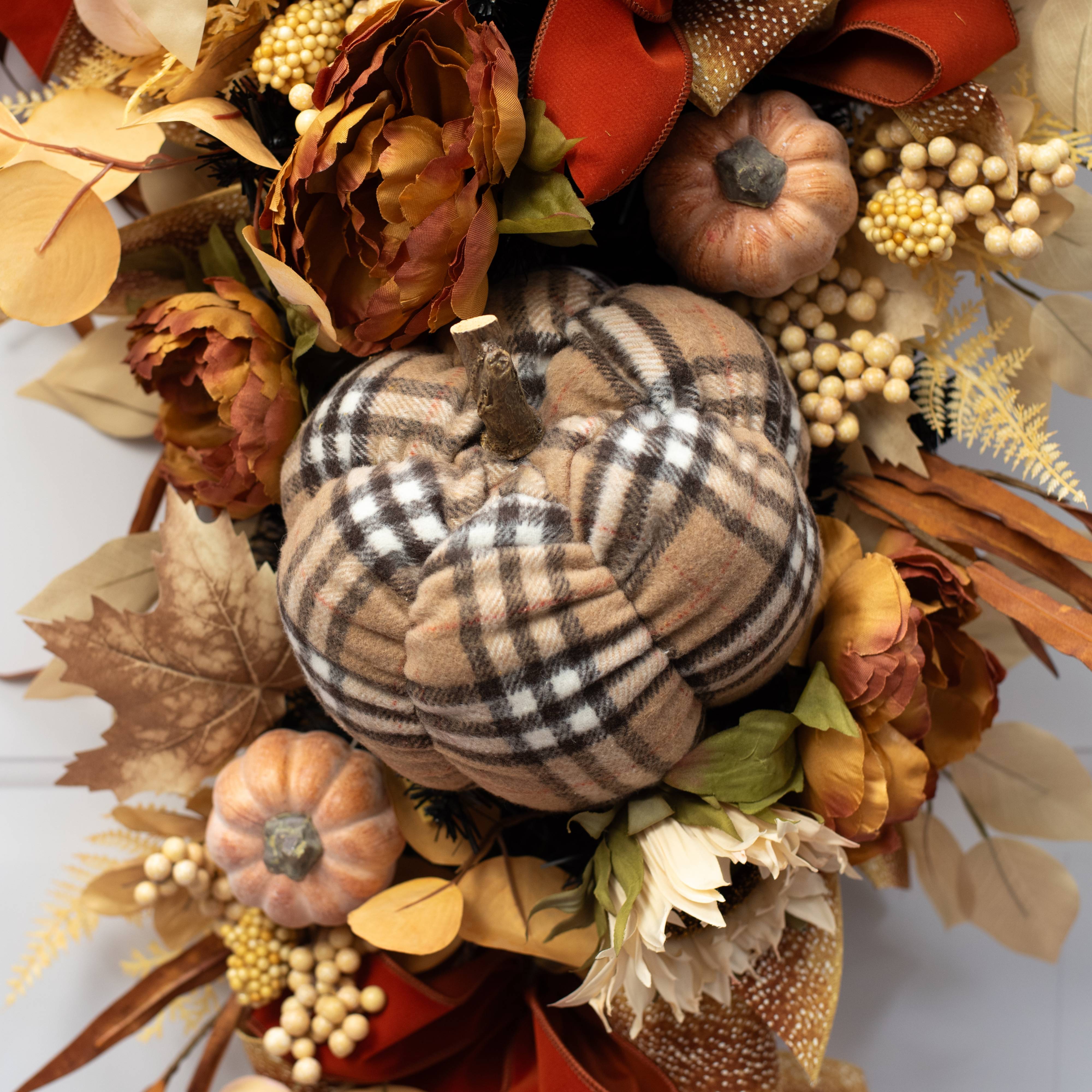 7" Plush Pumpkin: Luxury Plaid