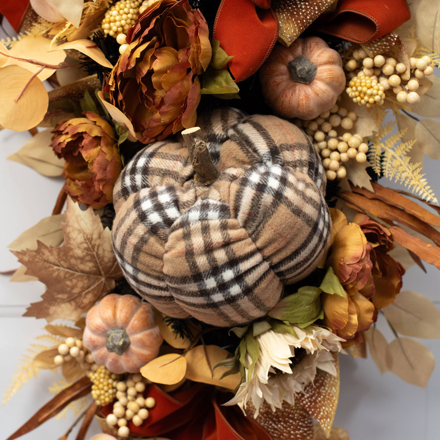 7" Plush Pumpkin: Luxury Plaid