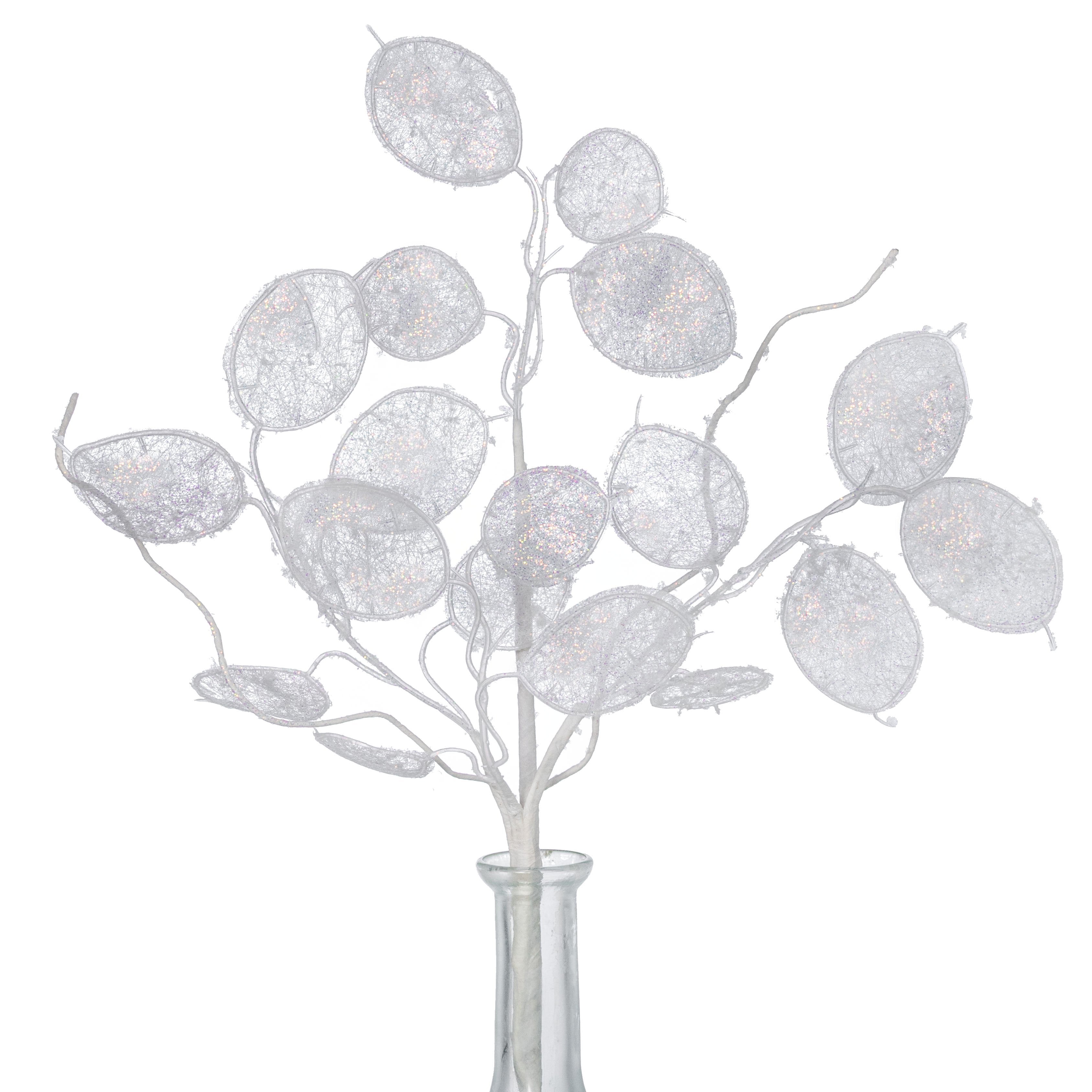 14in Faux Lunaria Silver Dollar Pick: White Item Number: 32073
