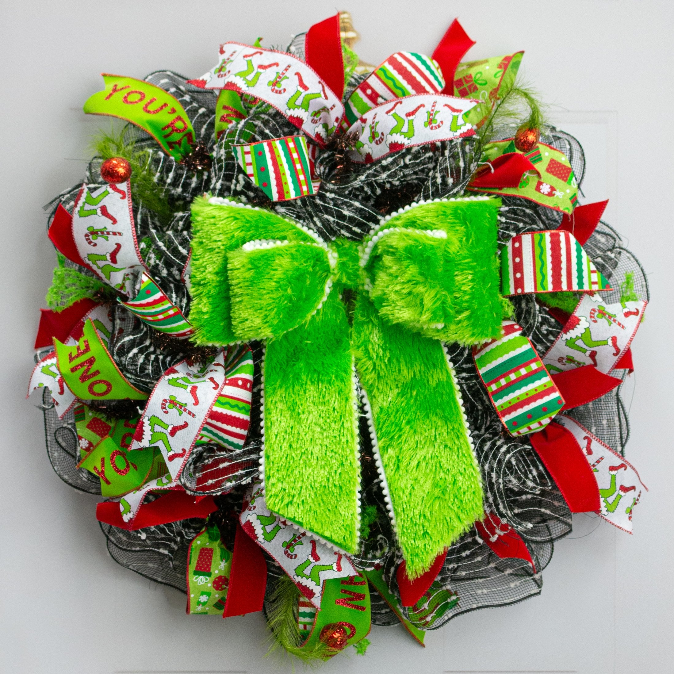 15" x 12" Furry Pre-Made Bow: Green Lifestyle Photo