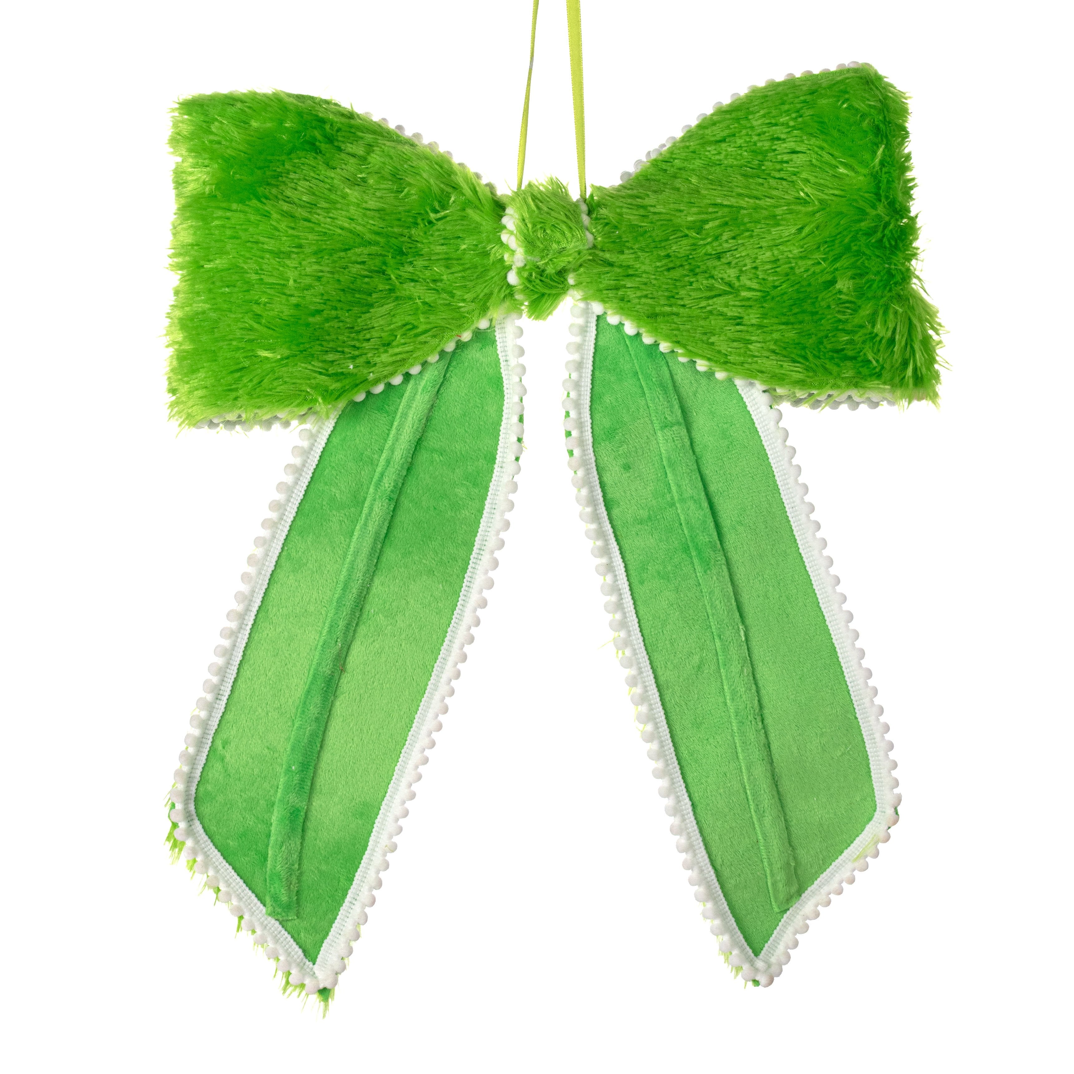 15" x 12" Furry Pre-Made Bow: Green detail photo 6