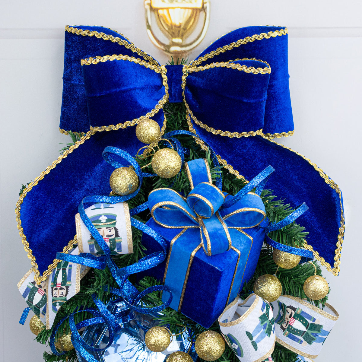 15" x 12" Velvet & Gold Trim Bow: Royal Blue Lifestyle Photo