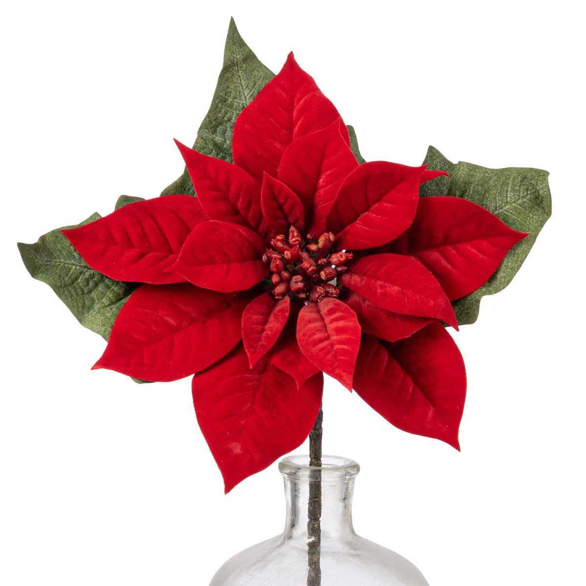 15" Deluxe Artificial Velvet Poinsettia Pick: Red Item Number: 206723