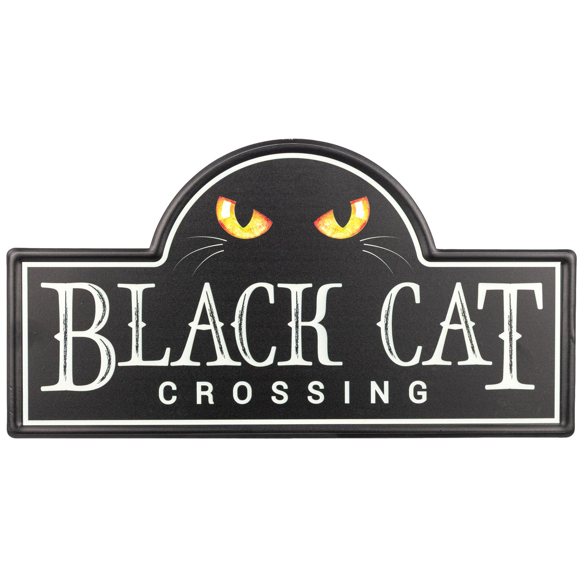 15" Embossed Metal Sign: Black Cat Crossing Street Sign Item Number: MD1882