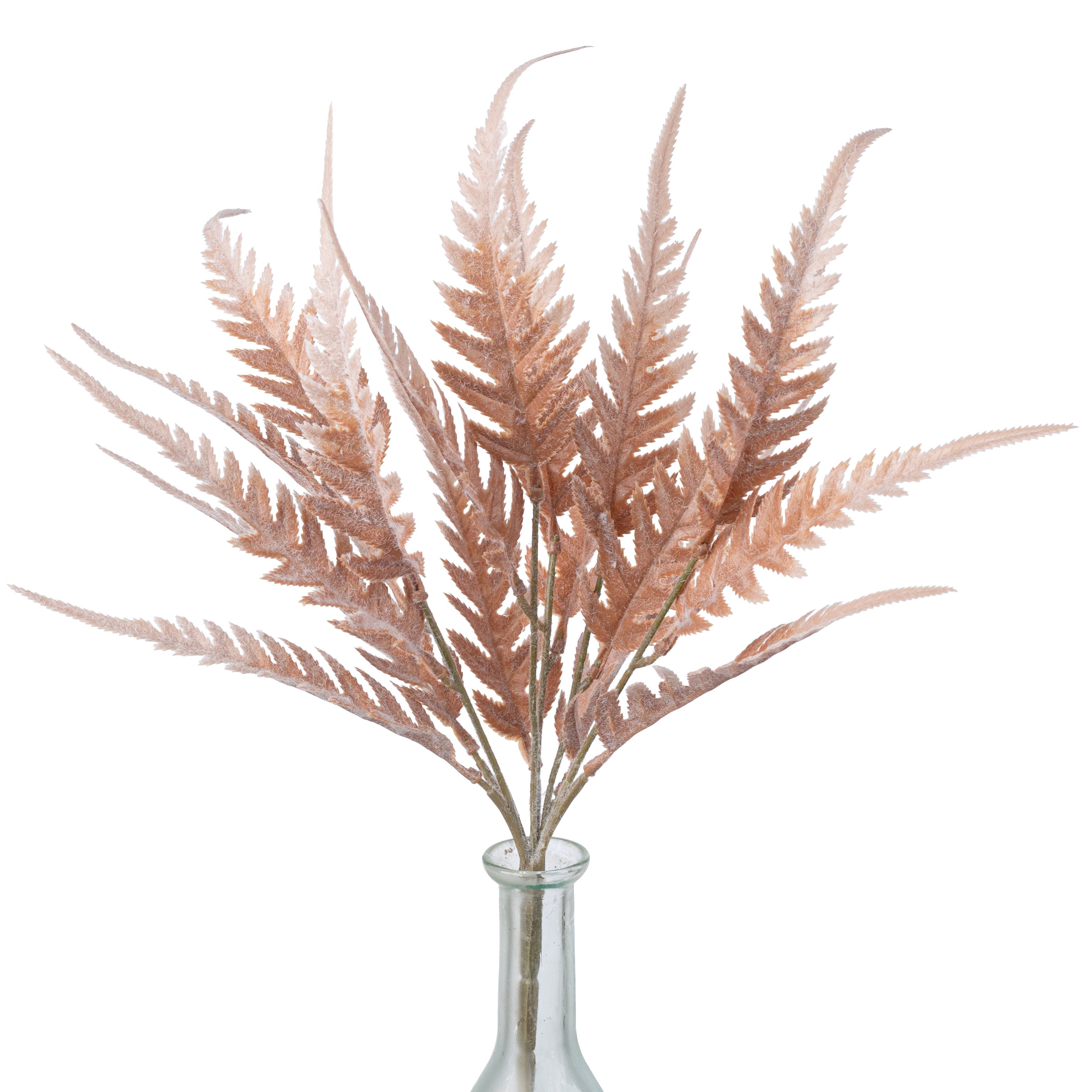 15" Flocked Fall Fern Leaves Bush: Dusty Terracotta Item Number: 530929