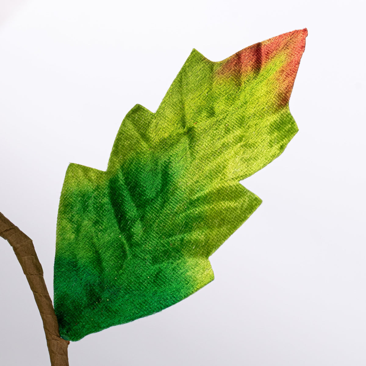 15" Glittered Velvet Poinsettia Spray: Red & Bright Green detail photo 4