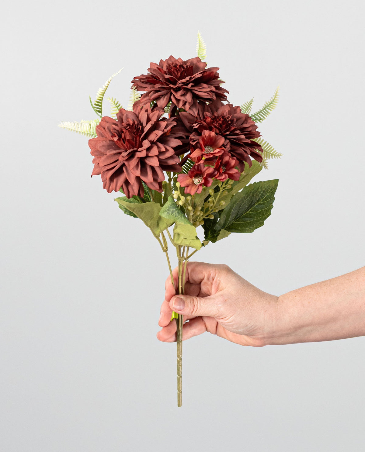 15" Mixed Dahlia Bush: Brick Brown (5 Stem) detail photo 3