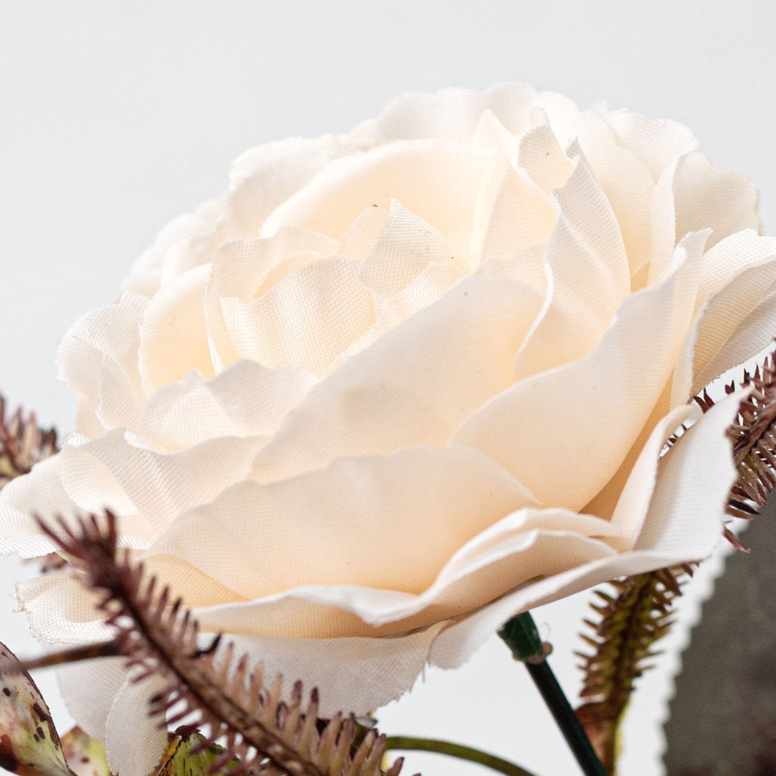 15" Mixed Rose & Foliage Bush: Cream & Brown (5 Stem) Lifestyle Photo