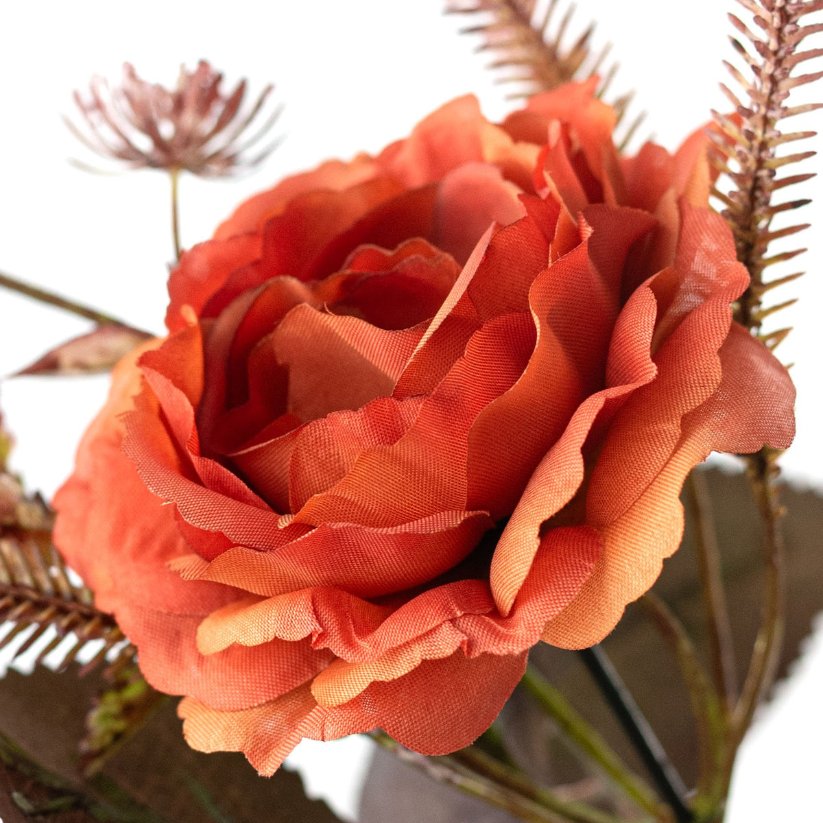 15" Mixed Rose & Foliage Bush: Orange & Brown (5 Stem) Lifestyle Photo