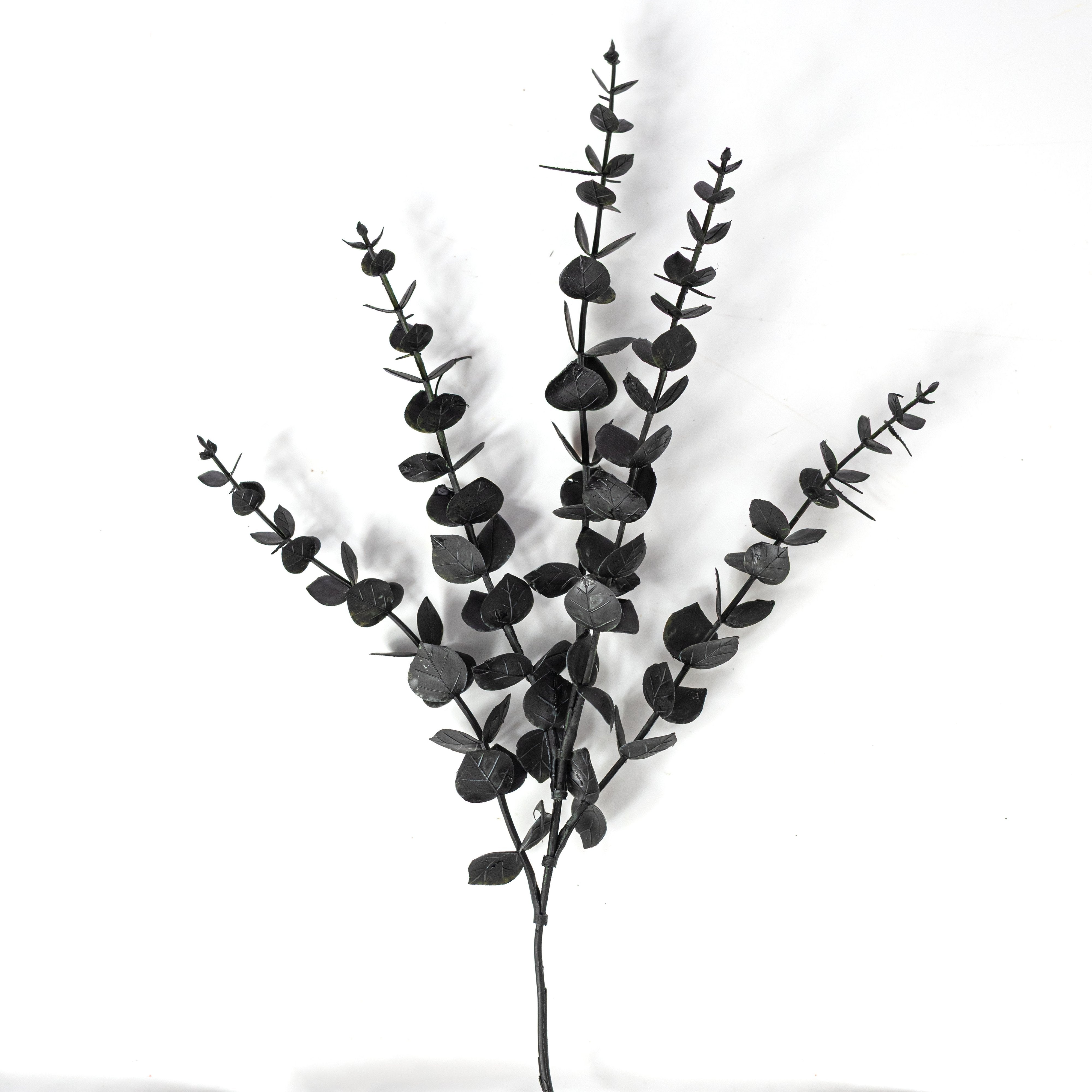 15" Plastic Eucalyptus Bush: Black detail photo 4