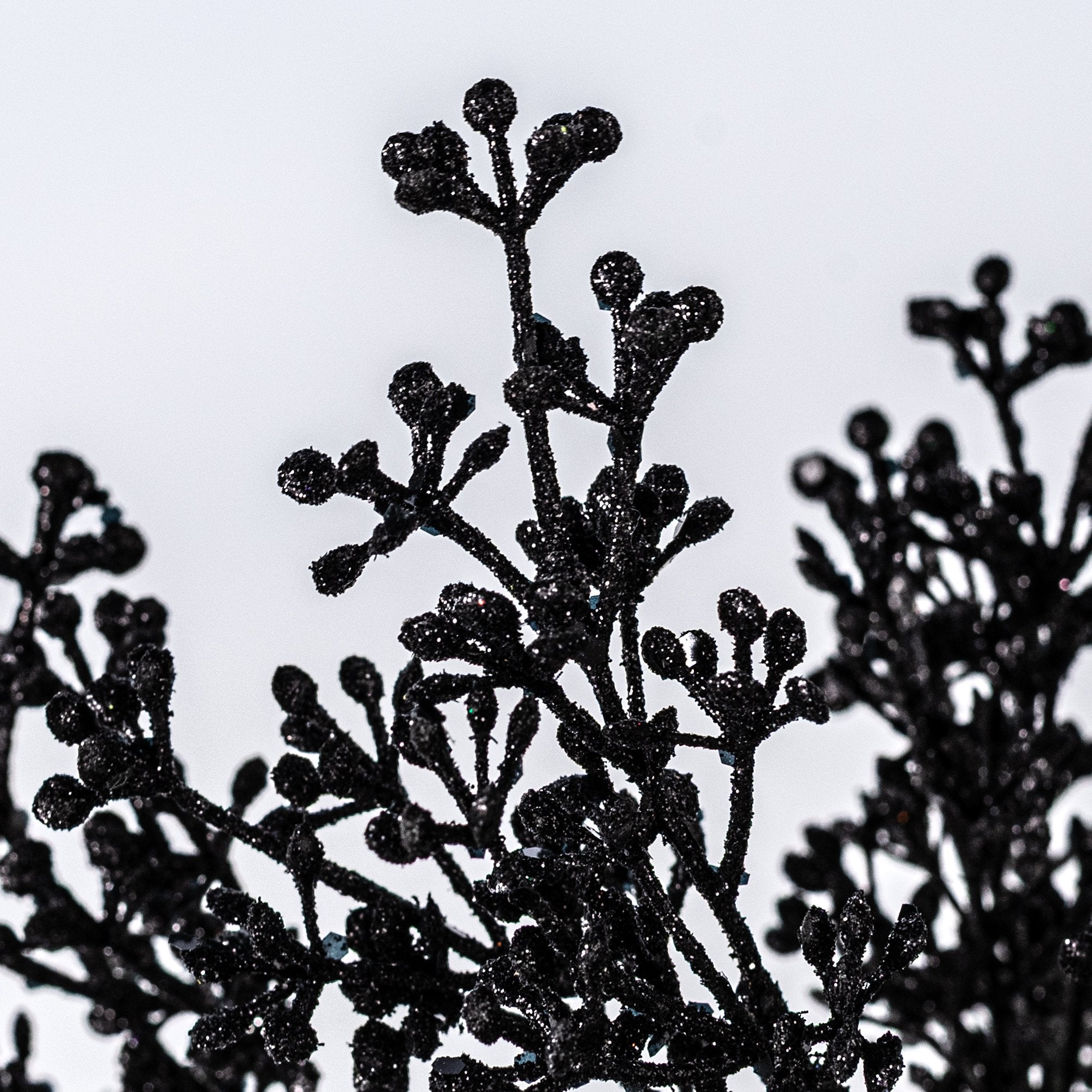 15" Plastic Glittered Sedum Bush: Black (5 Stem) Lifestyle Photo