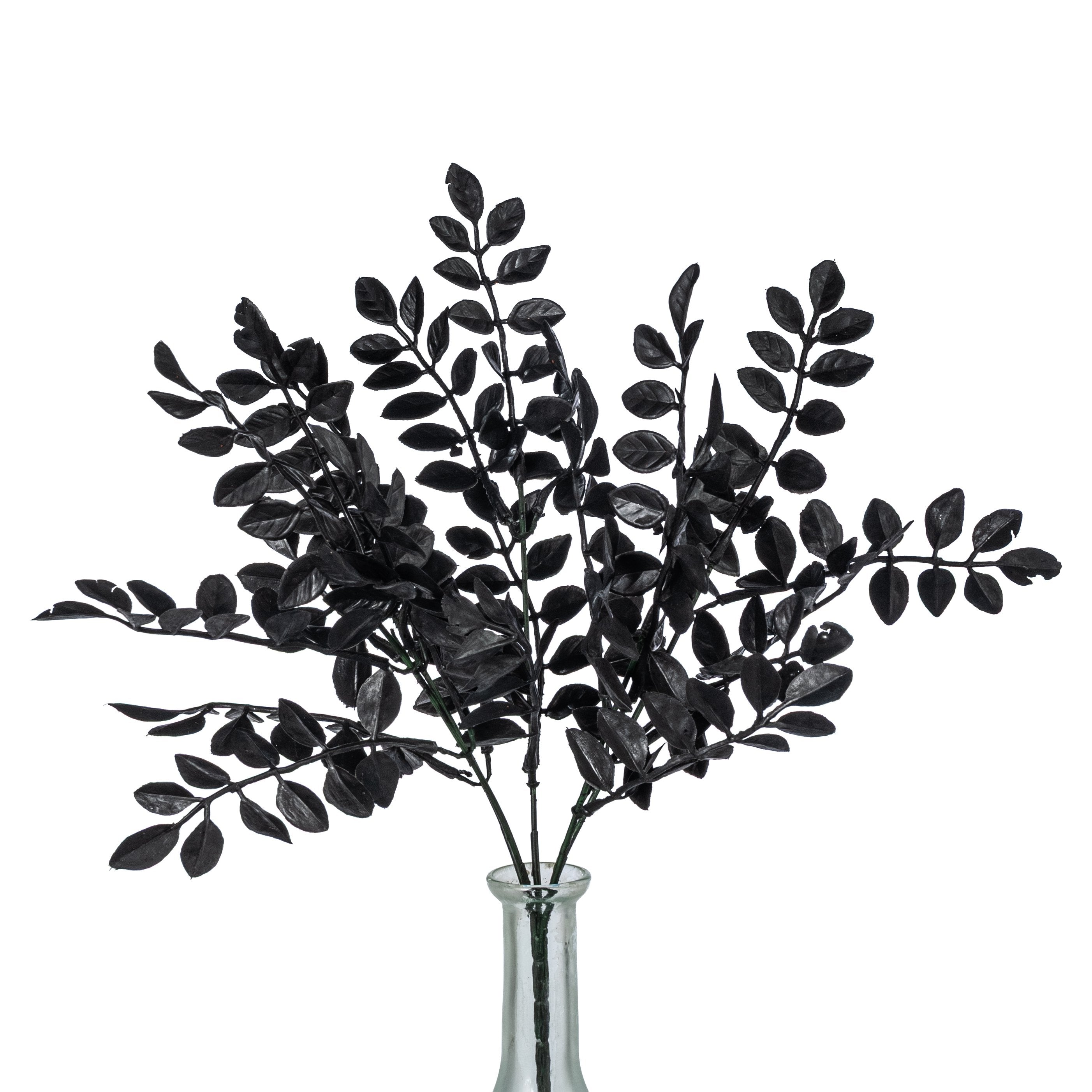 15" Plastic Wisteria Leaves Bush: Black (5 Stem) Item Number: 57488BK