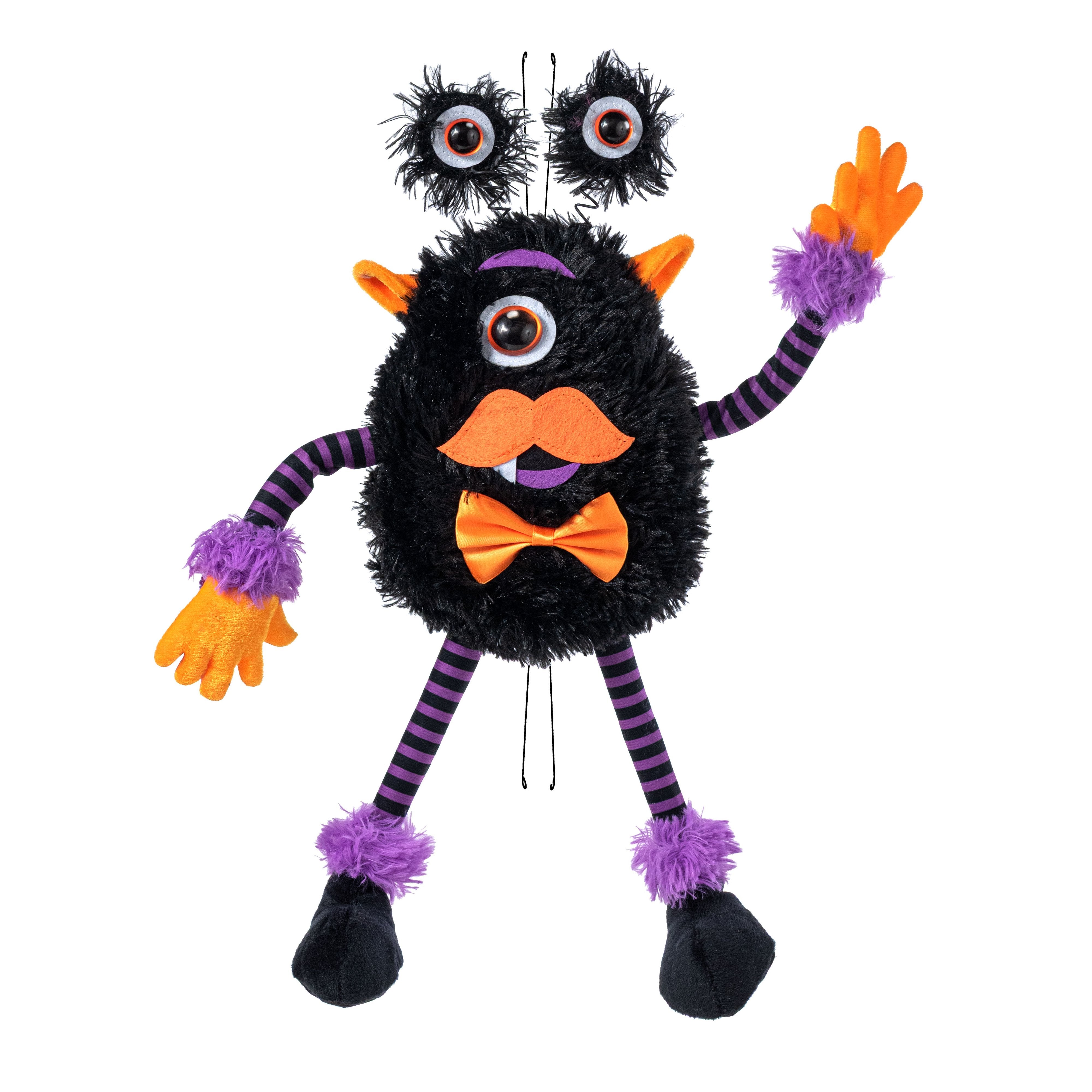 15" Plush Bow-Tie Halloween Monster Wreath Decor: Black Item Number: HH403966