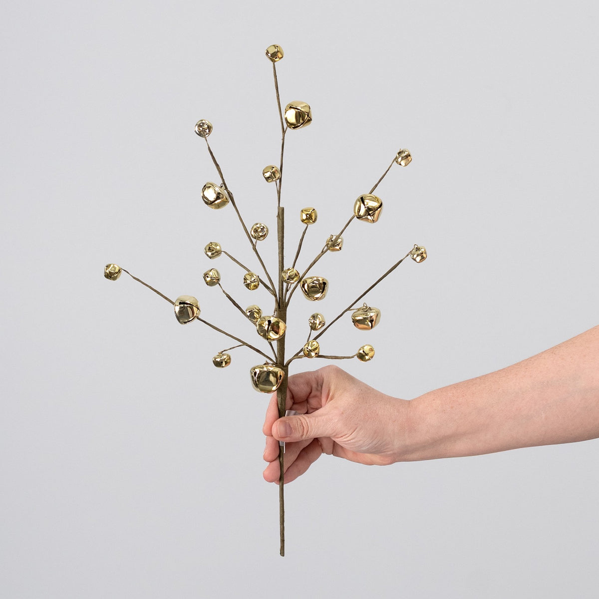 16.5" Jingle Bell Spray: Shiny 18K Gold detail photo 3