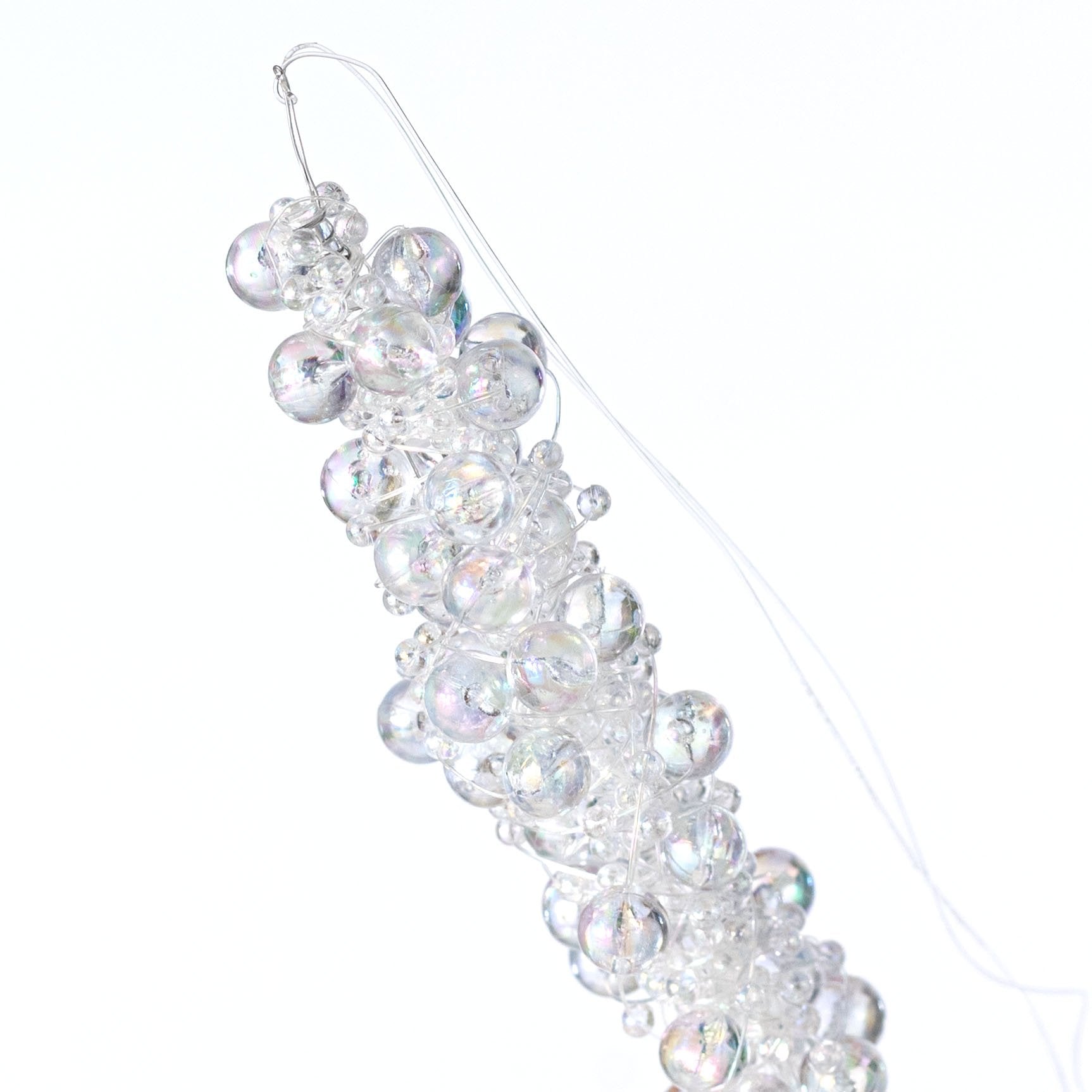 16" Beaded Icicle Ornament: Iridescent Clear detail photo 3