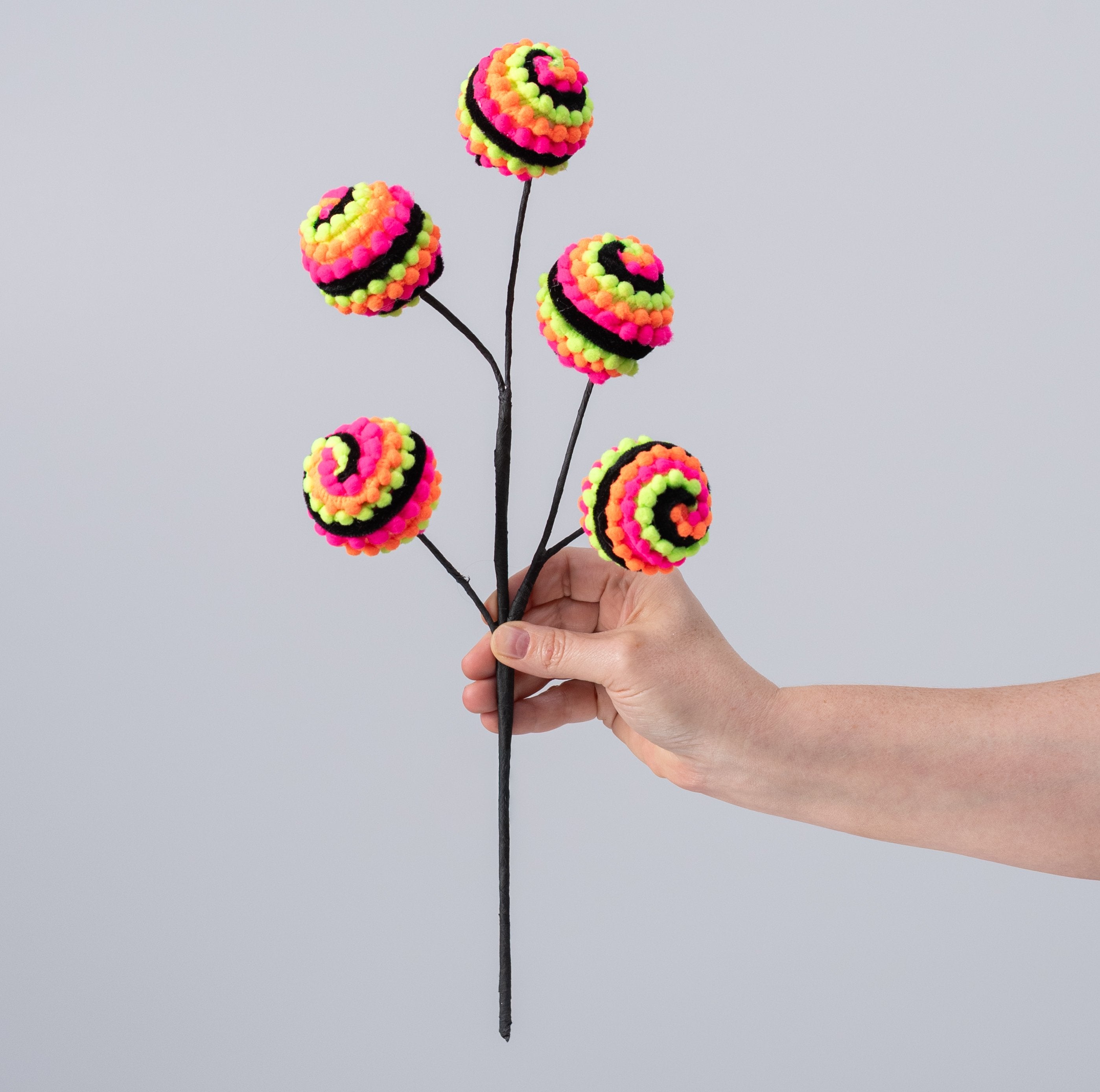 16" Chenille Pom Pom Ball Spray: Neon Halloween detail photo 3