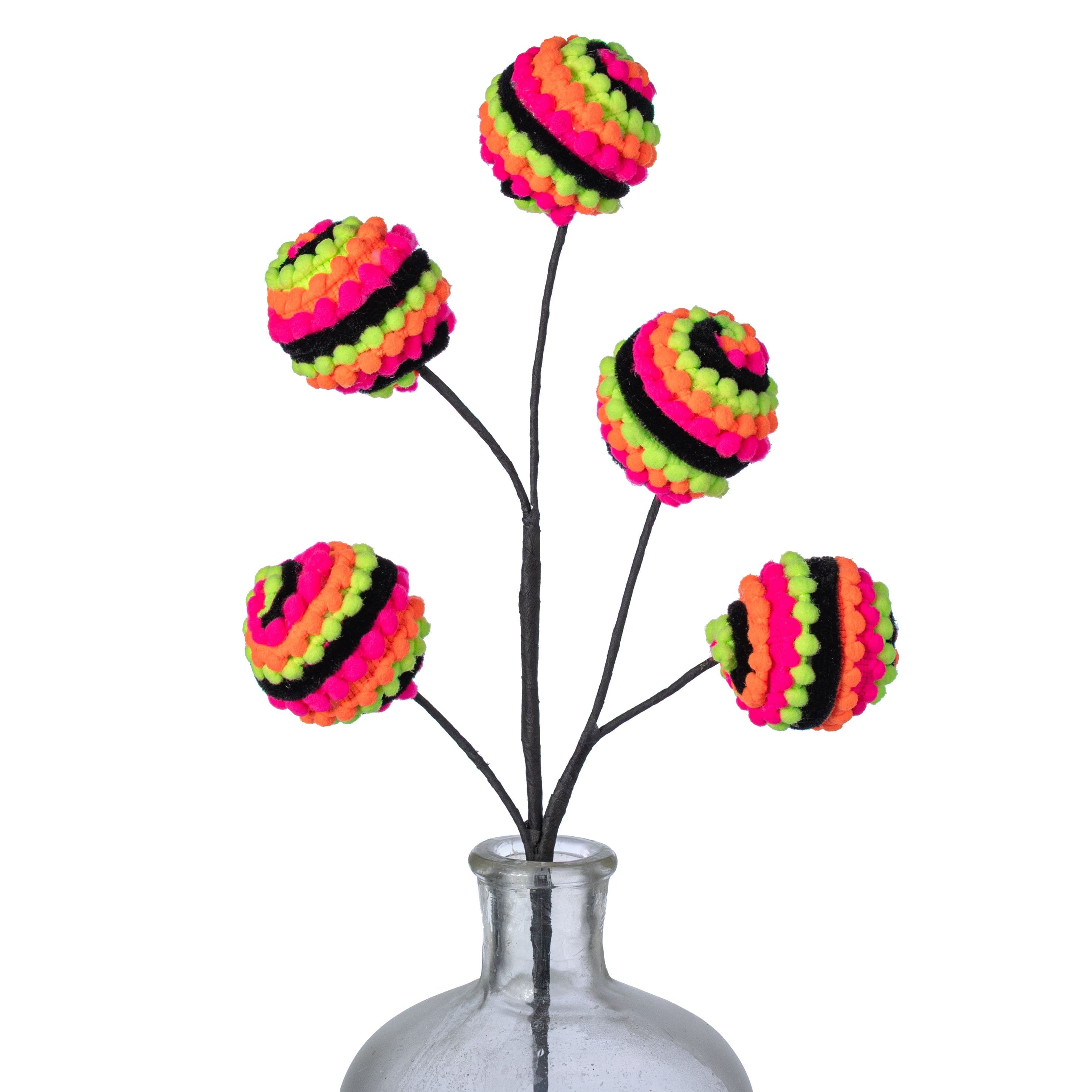 16" Chenille Pom Pom Ball Spray: Neon Halloween Item Number: 57398NEON