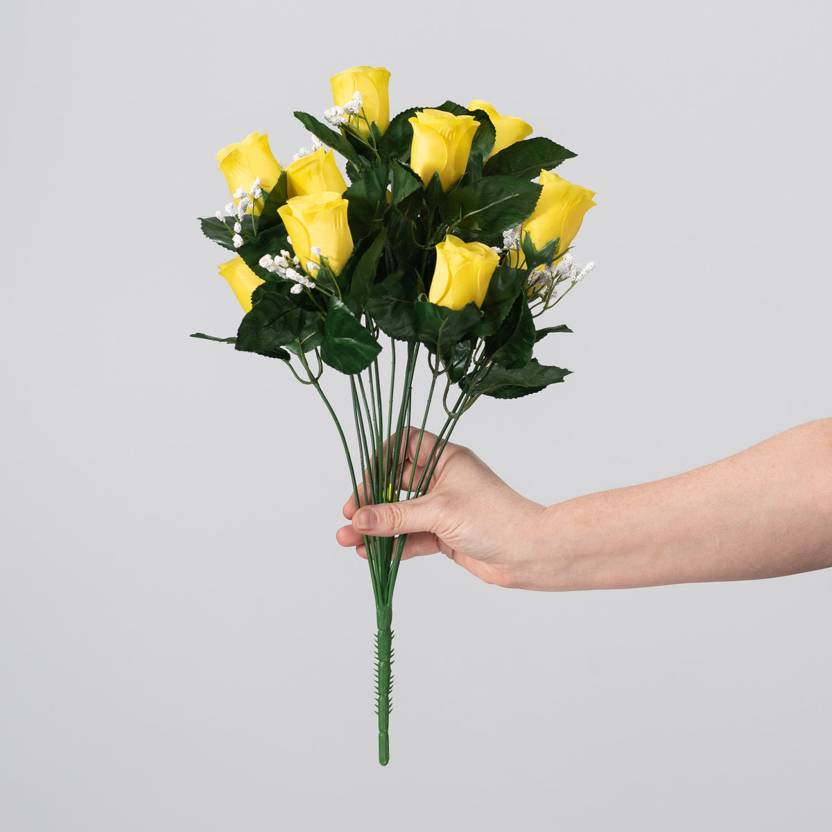 16" Colorfast Lillian Rose Bud Bush with Gypso: Yellow detail photo 3