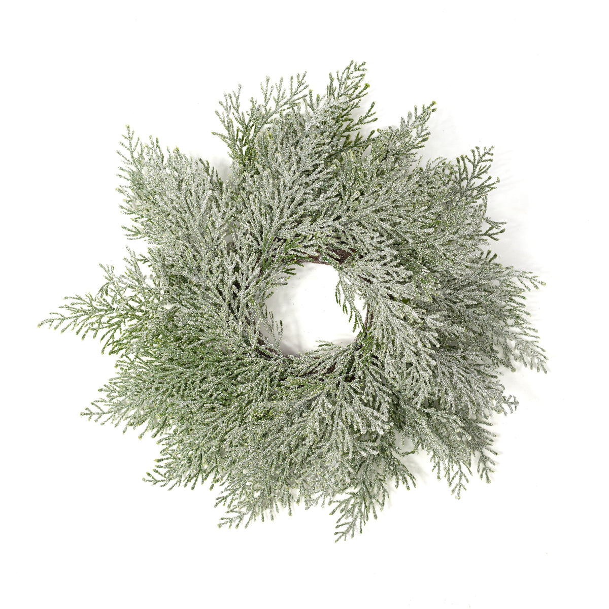 16" Faux Cedar Cabinet Wreath: Iced Green Item Number: 86936ICE