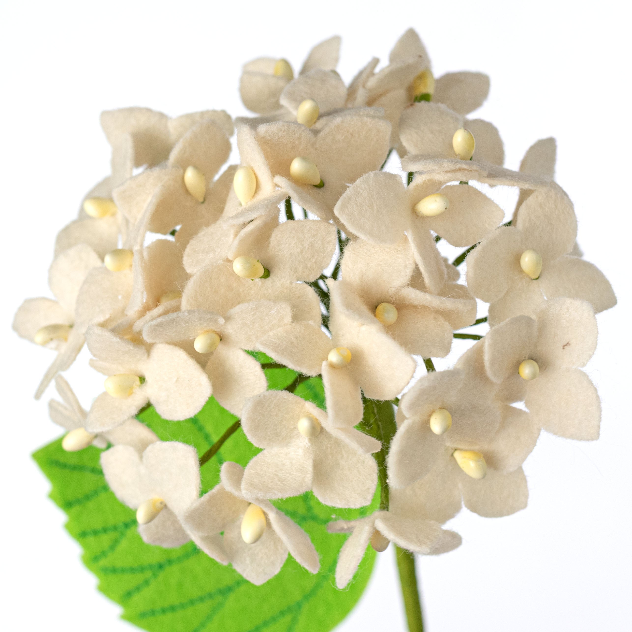 16" Felt Hydrangea Flower Stem: Cream Lifestyle Photo