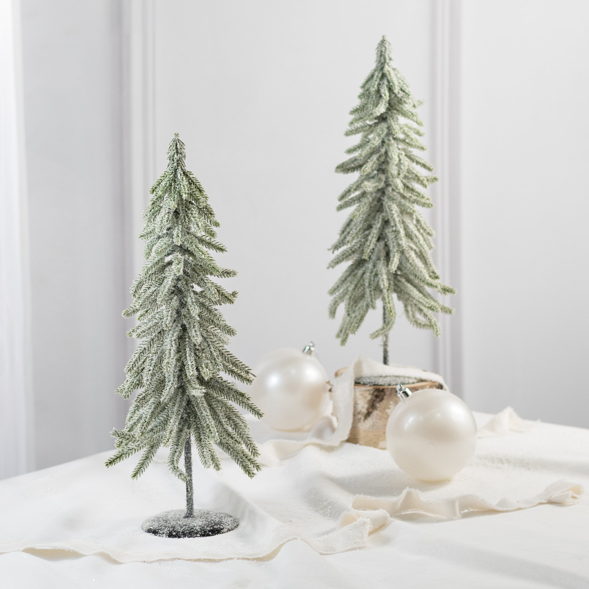 16" Flocked Snowy Christmas Tree Table Decor Lifestyle Photo