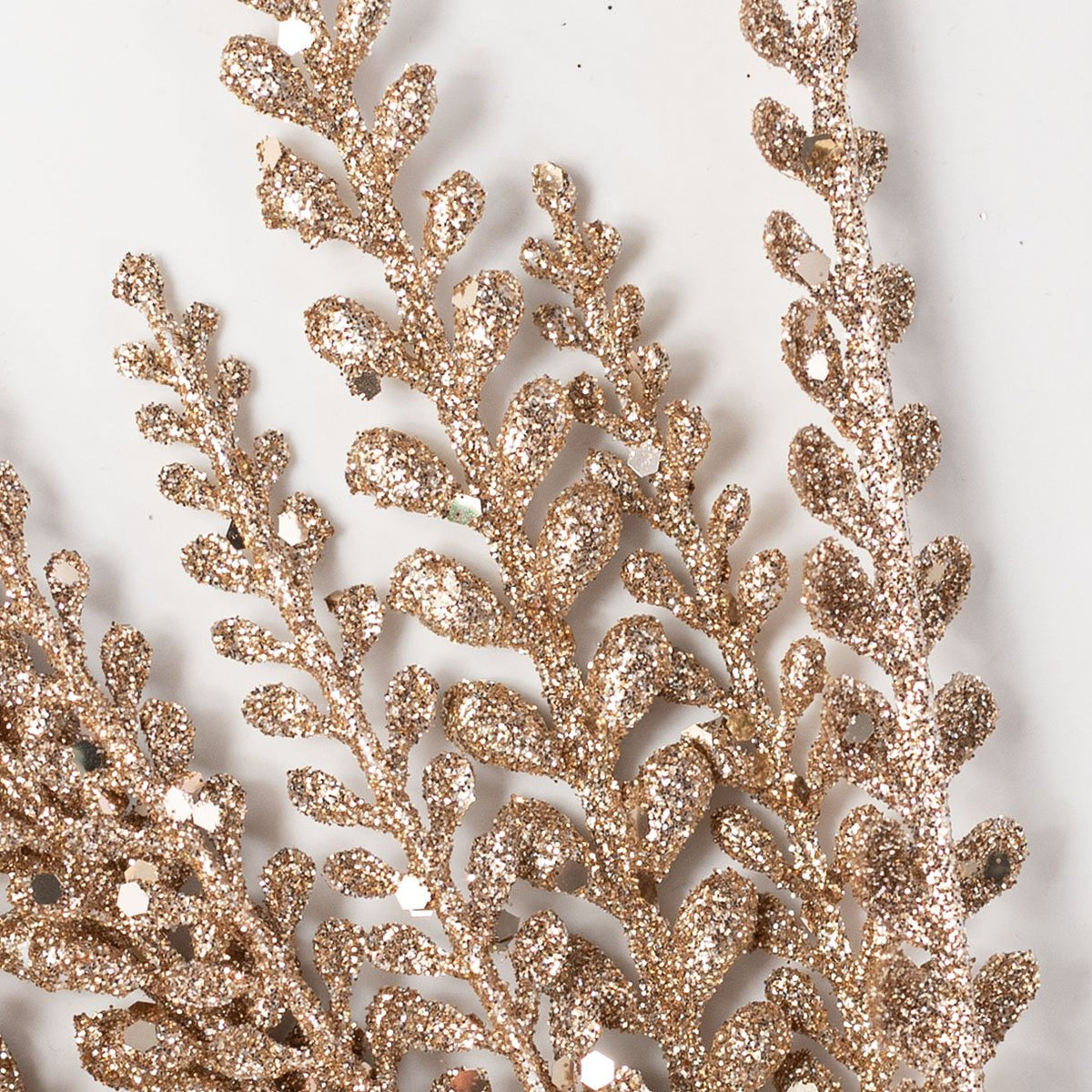 16" Glitter Plastic Button Fern Bush: Champagne Gold (5 Stem) Lifestyle Photo