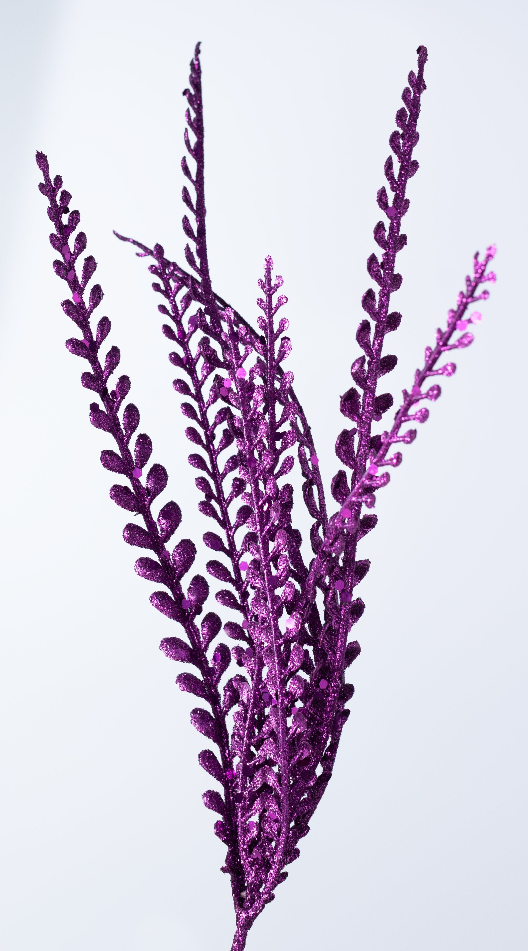 16" Glitter Plastic Button Fern Bush: Purple (5 Stem) detail photo 4