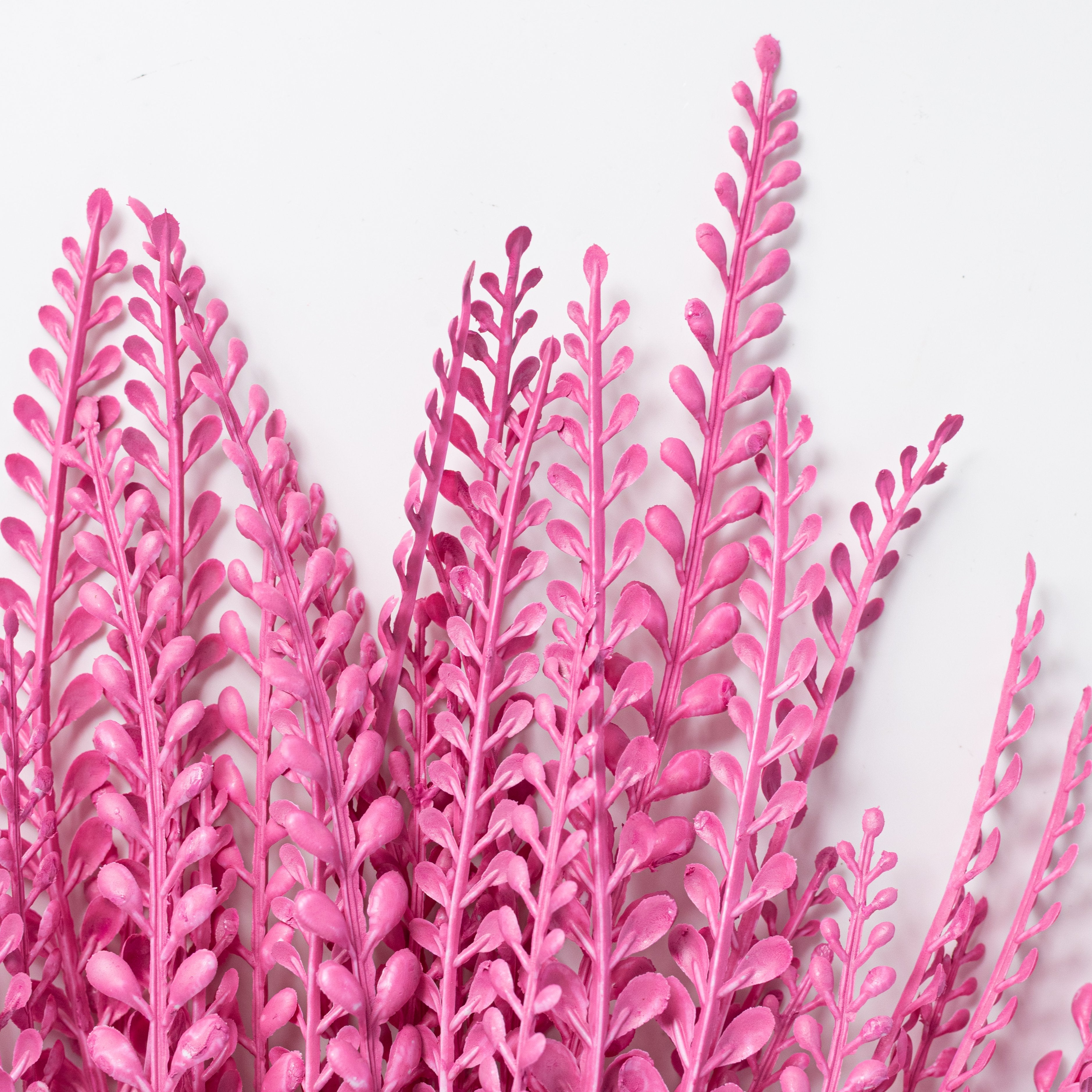16" Plastic Leaf Button Fern Bush: Pink (5 Stem) Lifestyle Photo