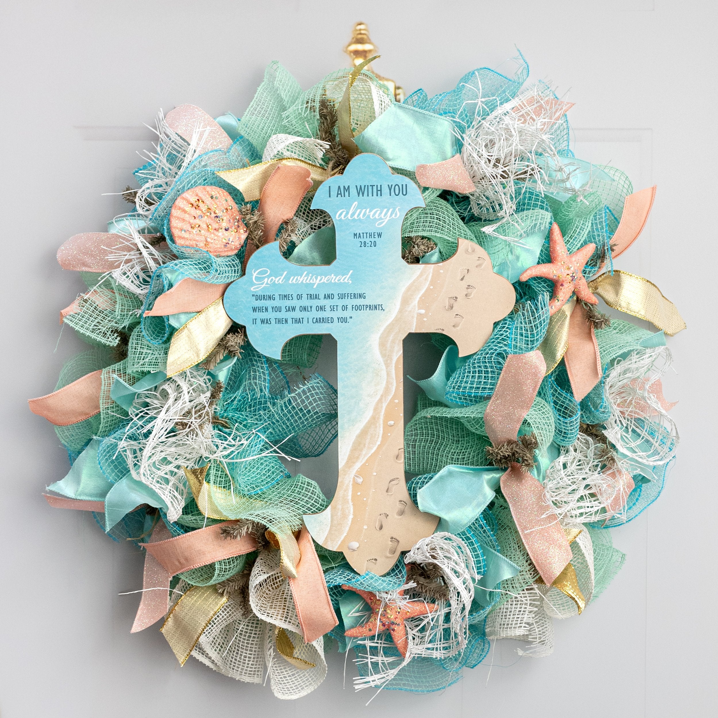 16" Wooden Cross Sign: With You Always Beach Lifestyle Photo