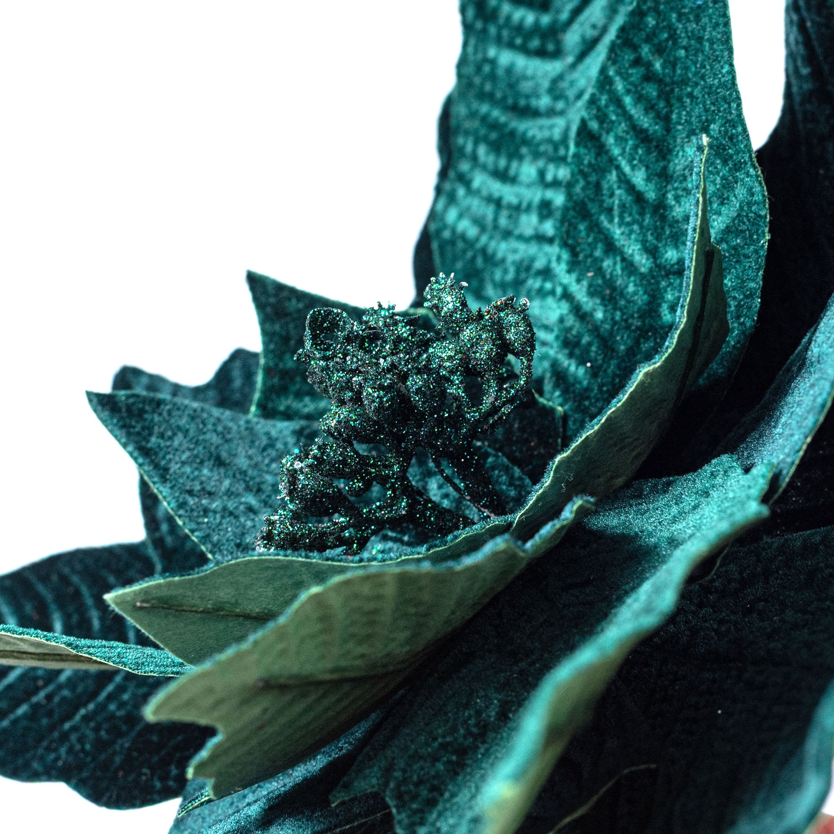 17" x 20" Jumbo Poinsettia Stem: Deep Emerald Green detail photo 4