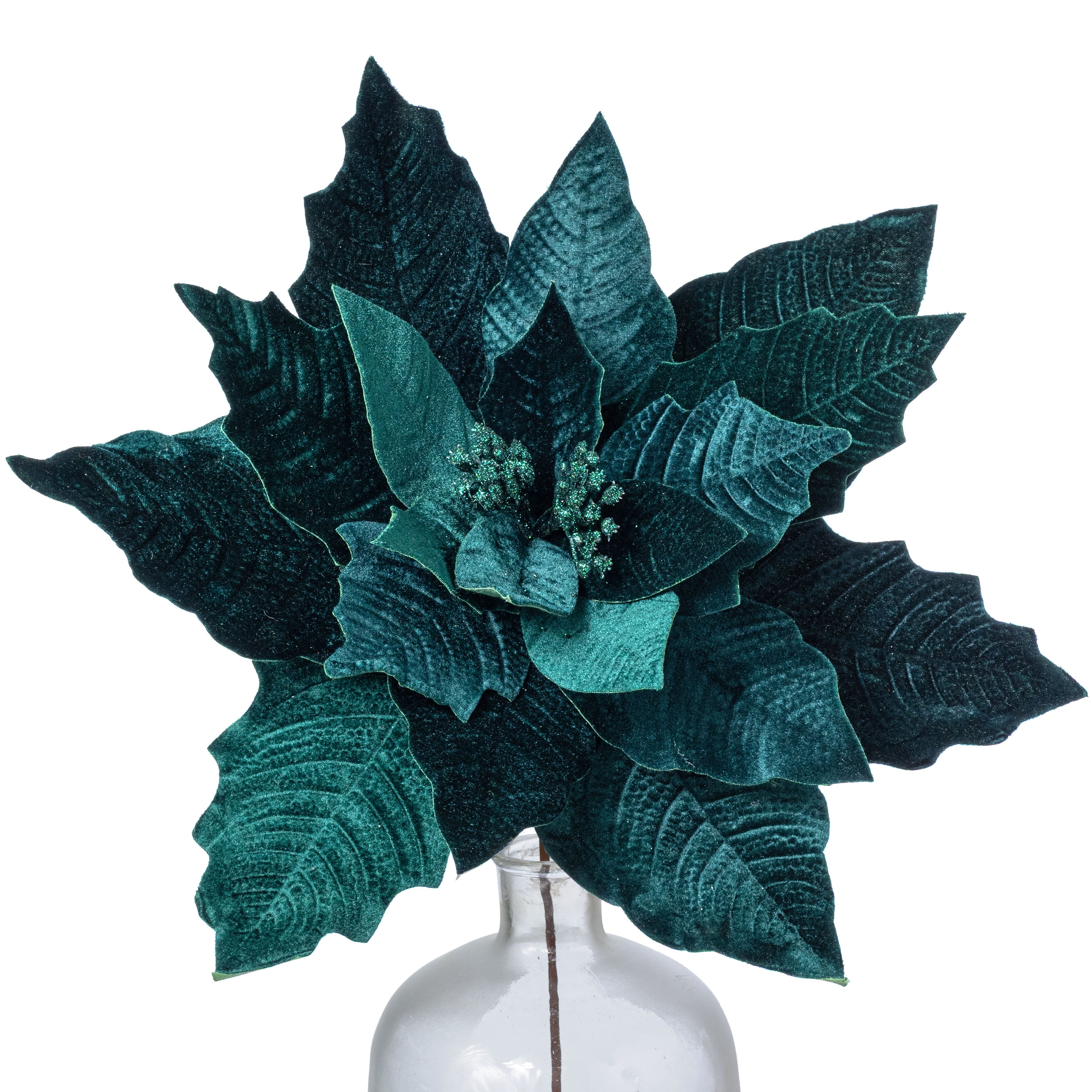 17" x 20" Jumbo Poinsettia Stem: Deep Emerald Green Item Number: 86870EMGN