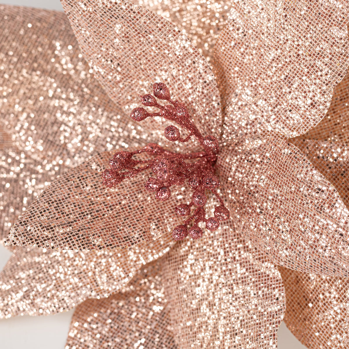17" x 25" Metallic Glitter Poinsettia Stem: Champagne Gold detail photo 4