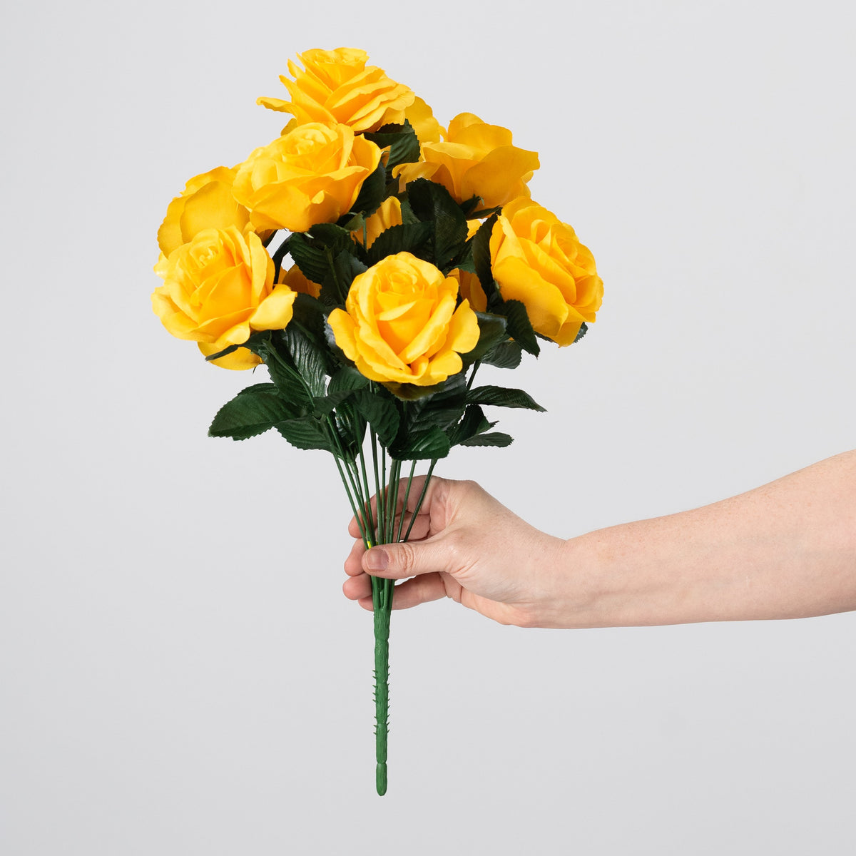 17" Colorfast Lillian Open Rose Bush: Golden Yellow detail photo 3