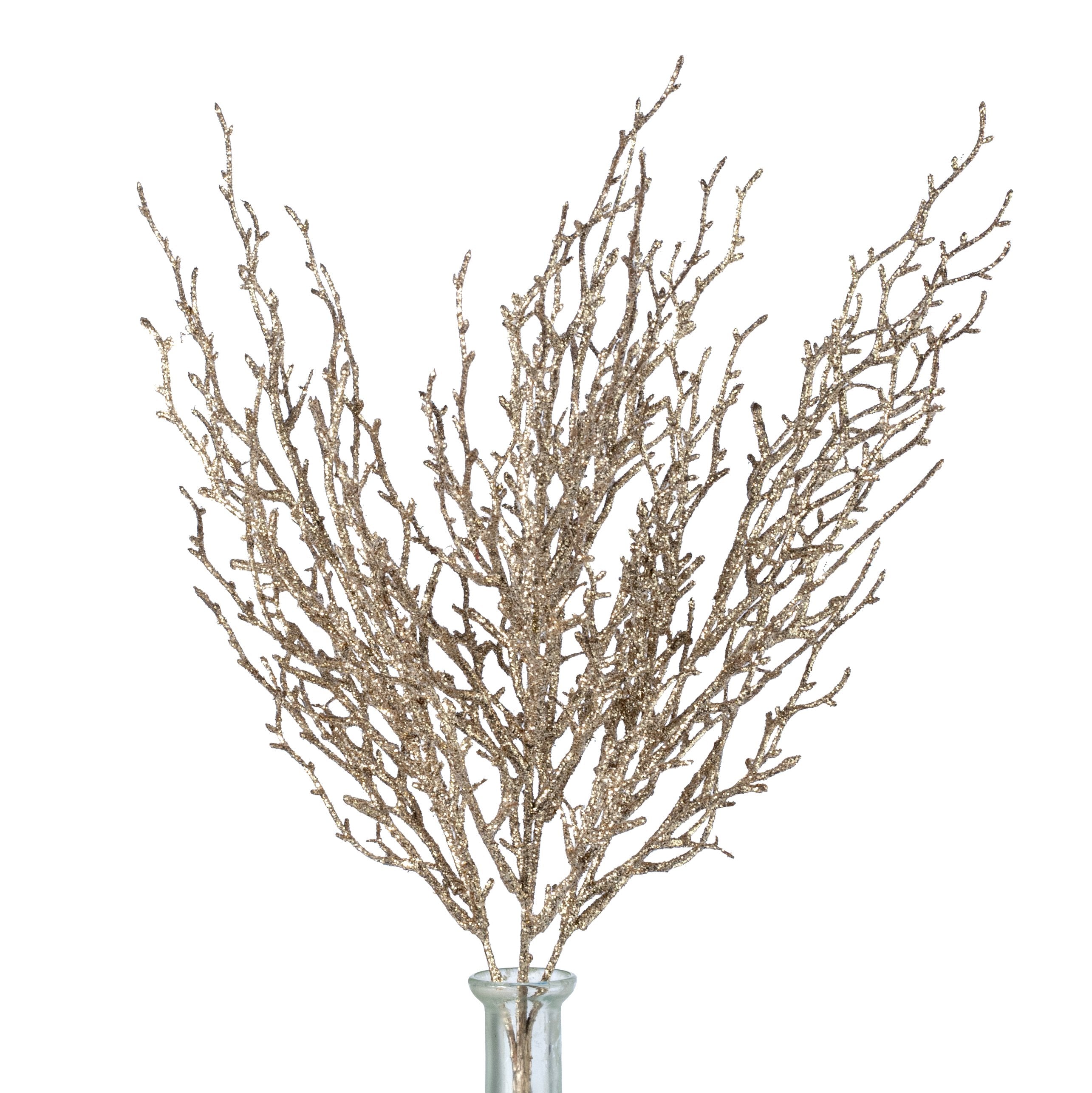 17" Glitter Twig Bush: Champagne Gold Item Number: 254218