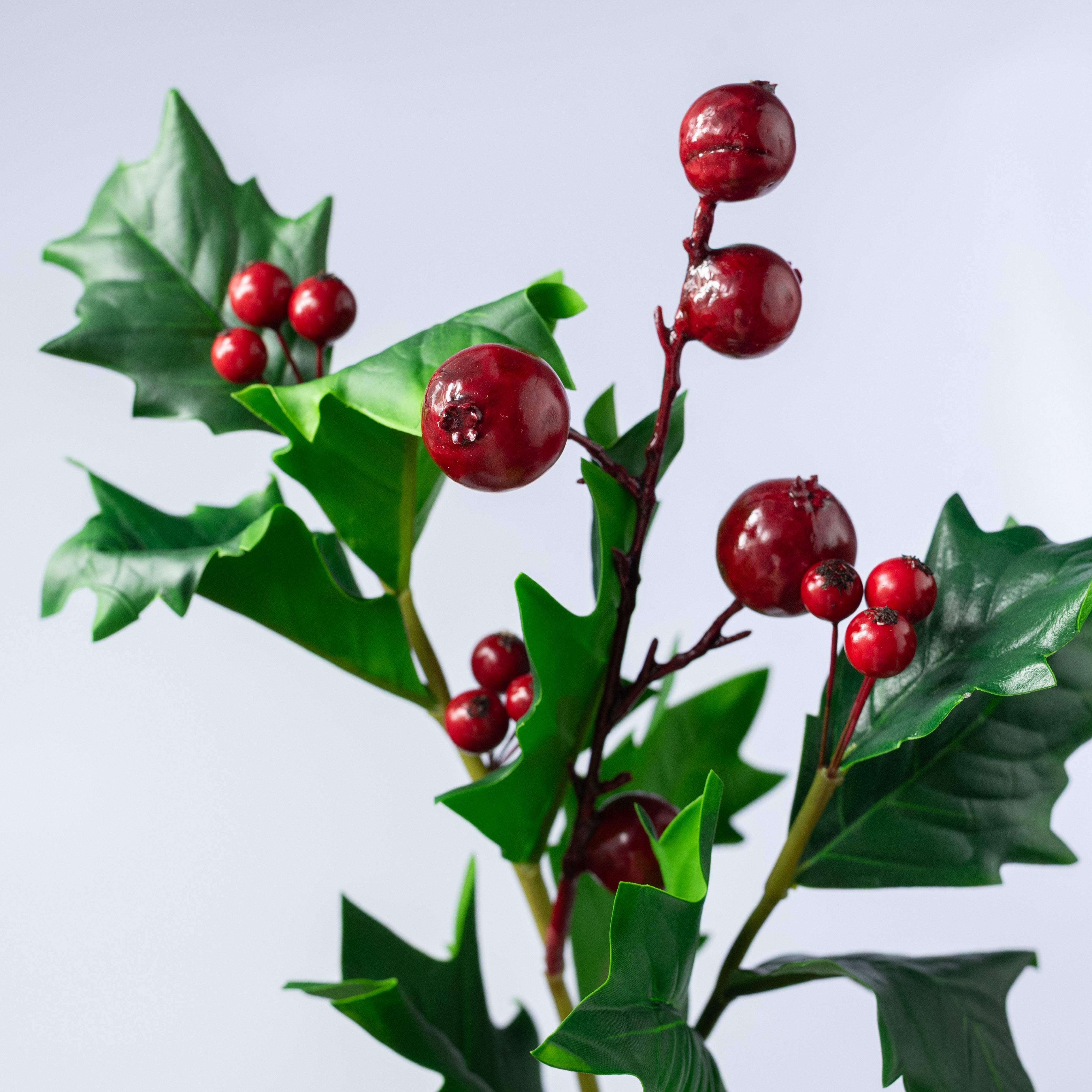17" Holly Leaf & Berries Pick Bundle (3 Stem) Lifestyle Photo