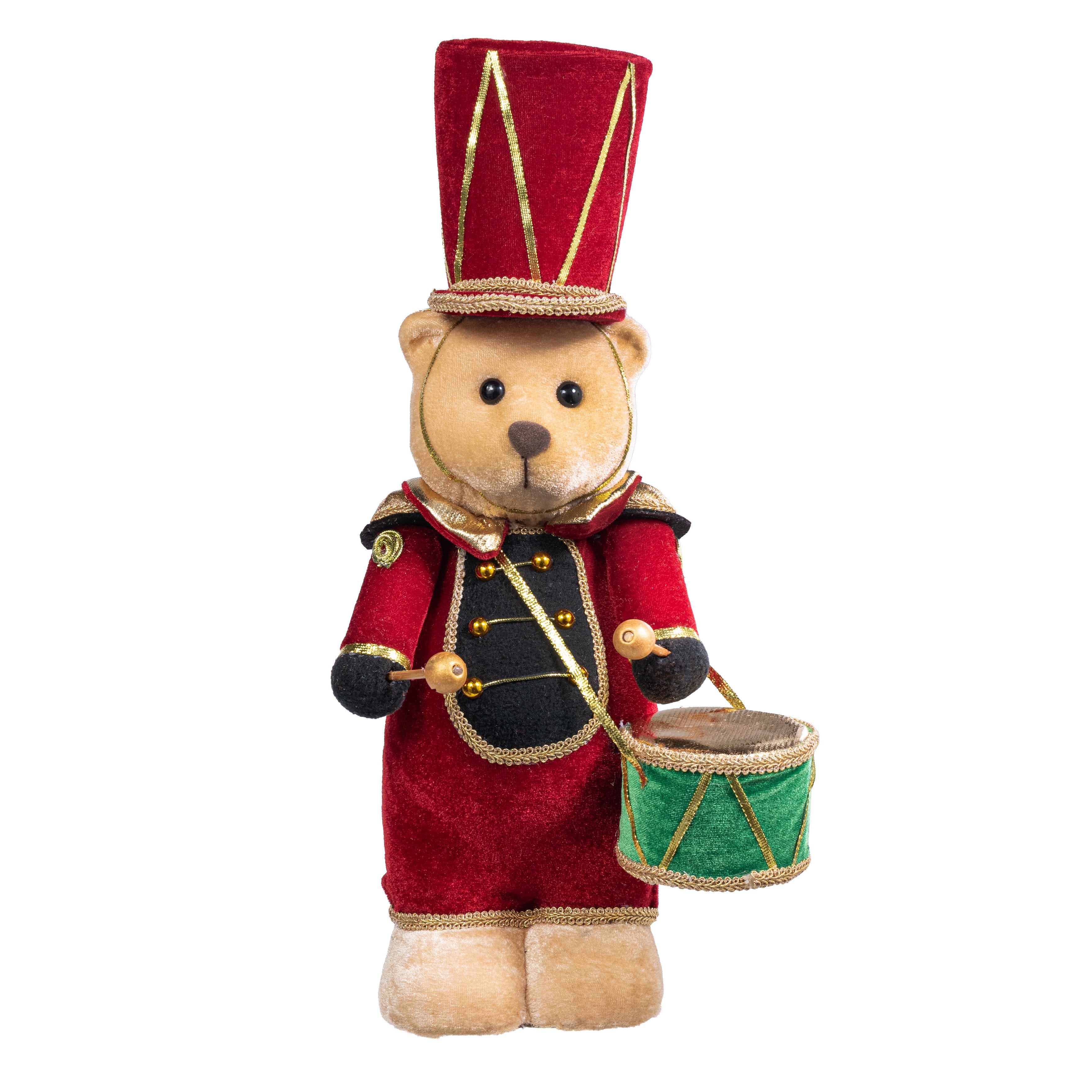 17" Standing Bear with Drum Decor: Red & Green Item Number: 86996RDGN