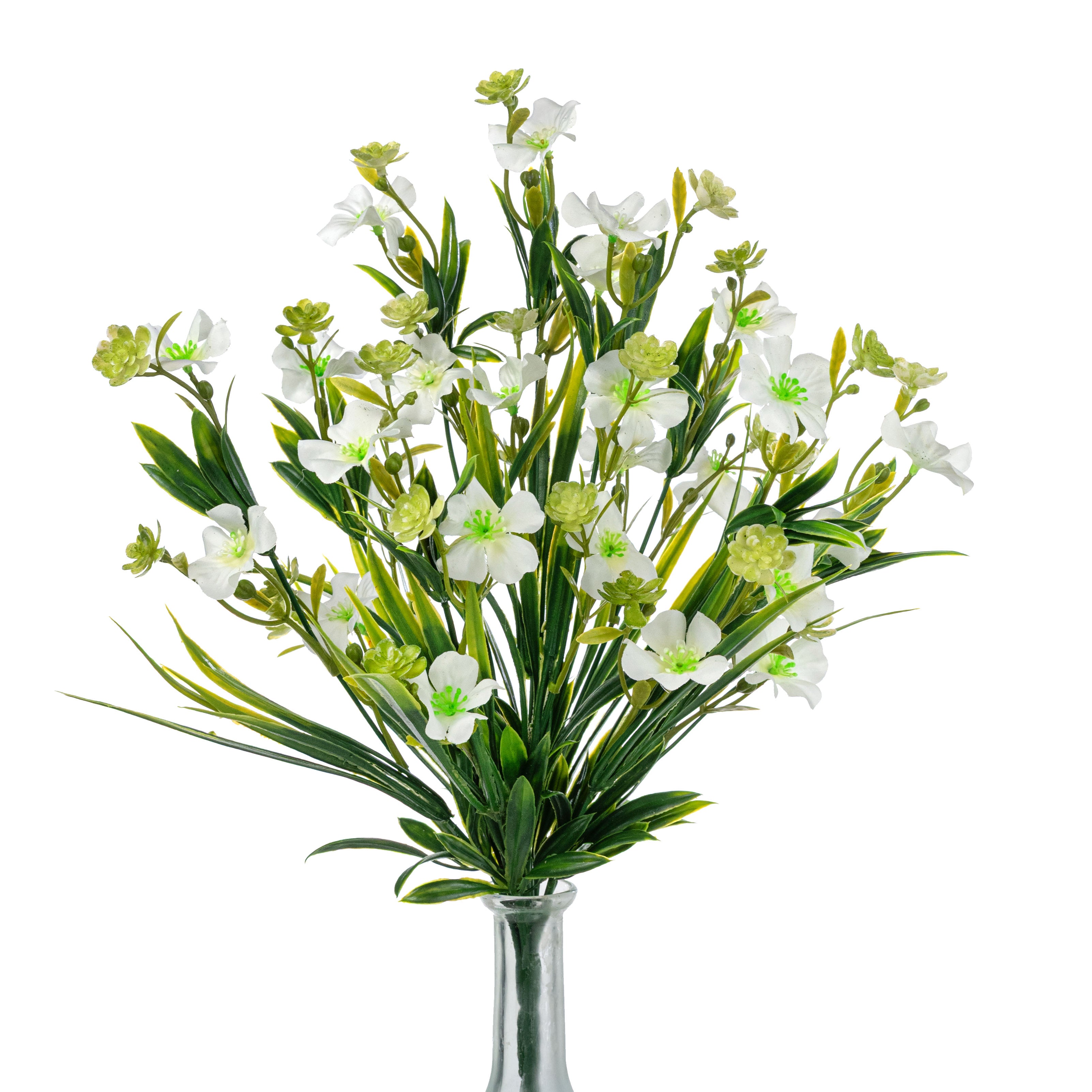 17â Wildflower Filler Bush: White Cream (9 Stem) Item Number: 85600-CR