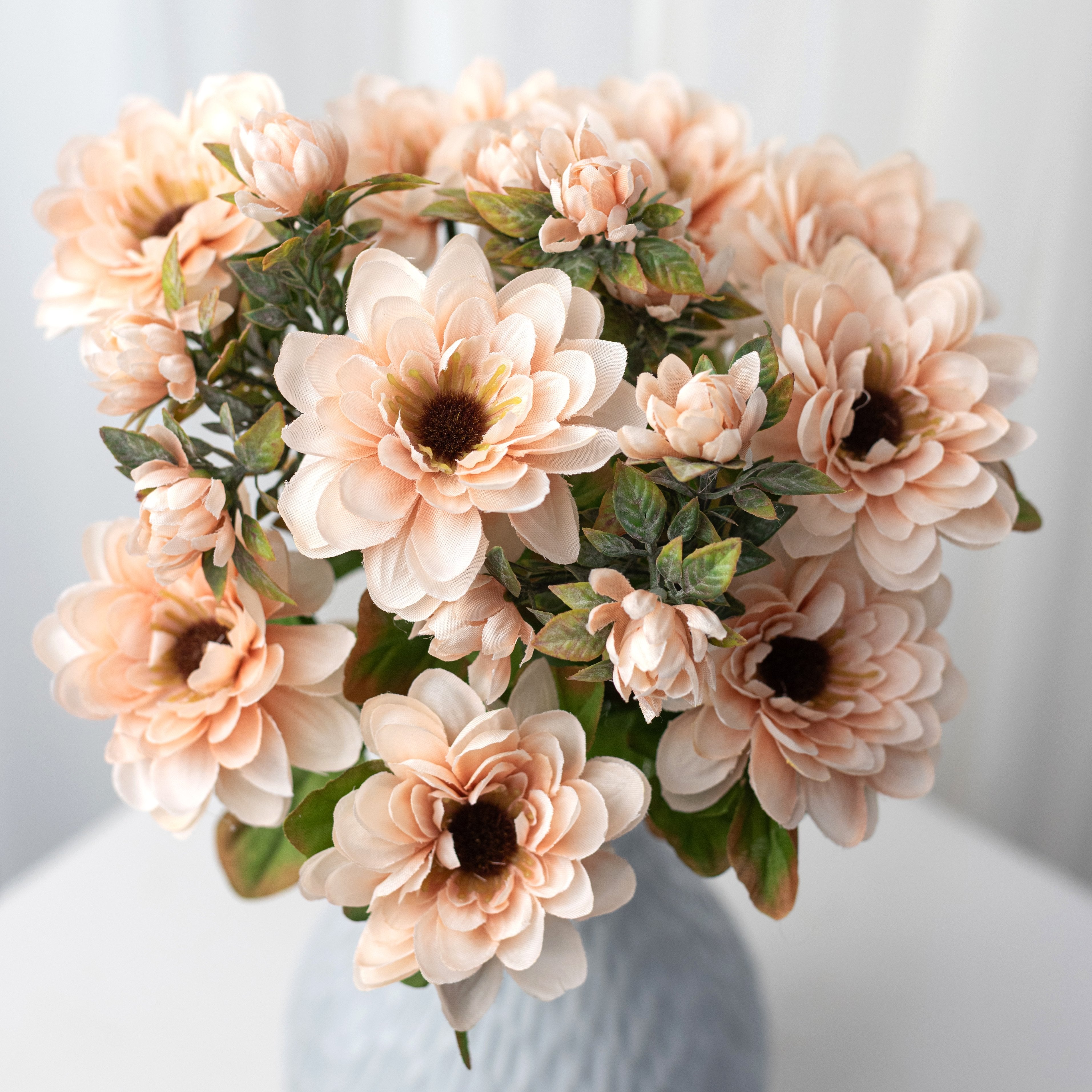 17" Zinnia Bush: Beige (12 Stem) Item Number: 57536BE