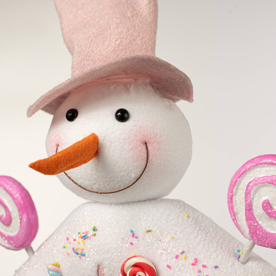 18" Donut Snowman Ornament: Pink