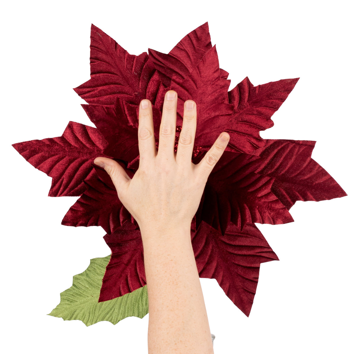 18" x 24" Jumbo Poinsettia Stem: Burgundy Lifestyle Photo