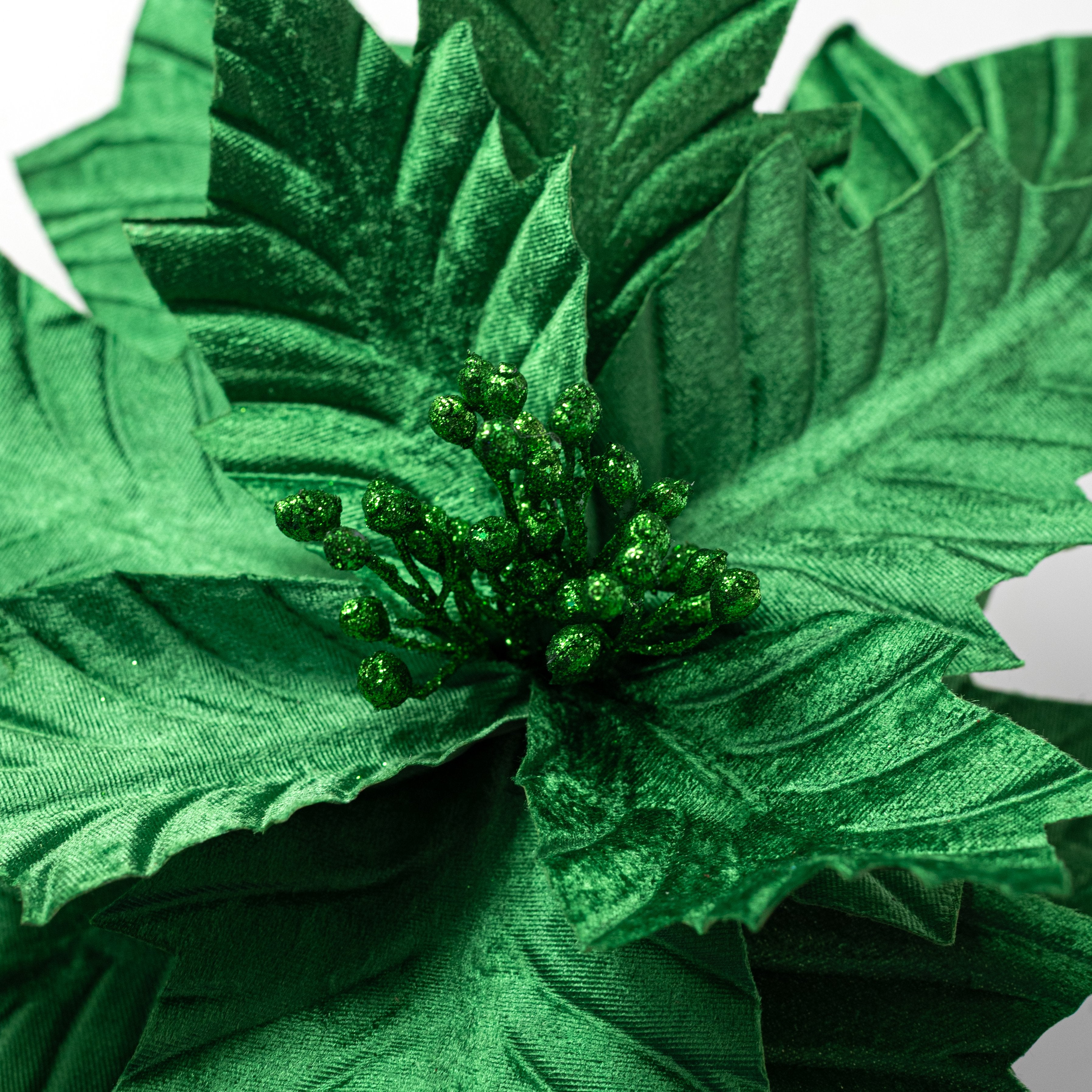 18" x 24" Jumbo Poinsettia Stem: Emerald Green detail photo 3
